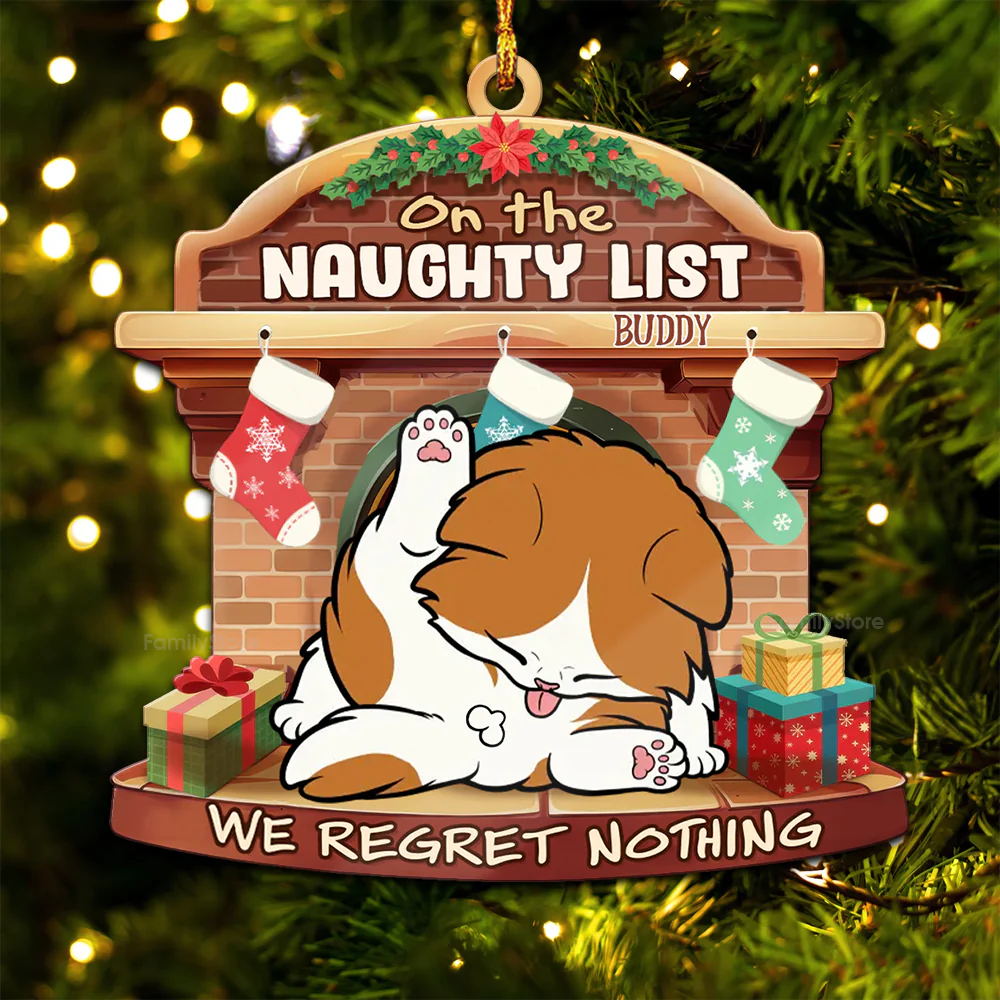 On The Naughty List I Regret Nothing - Gift For Cat Lover, Pet Lovers - Personalized Wood Ornament - CLP10 NH96 - Image 5
