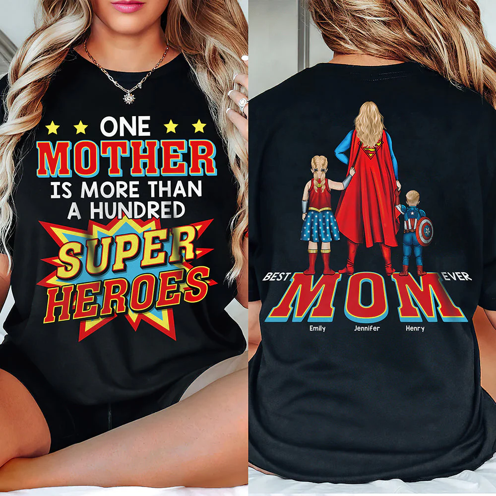 One Mother Is More Than A Hundred Super Heroes - Personalized Shirt 2 Side - Gift For Mom, Grandma | CL02 HN02 - Image 2