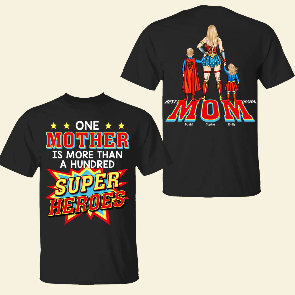 One Mother Is More Than A Hundred Super Heroes - Personalized Shirt 2 Side - Gift For Mom, Grandma | CL02 HN02 - Image 4