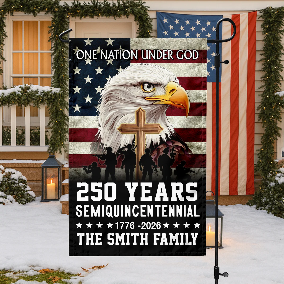One Nation Under God 1776 2026 Semiquincentennial 250 Years - Personalized Flag - Patriotic Gift For Family HN02 - Image 6