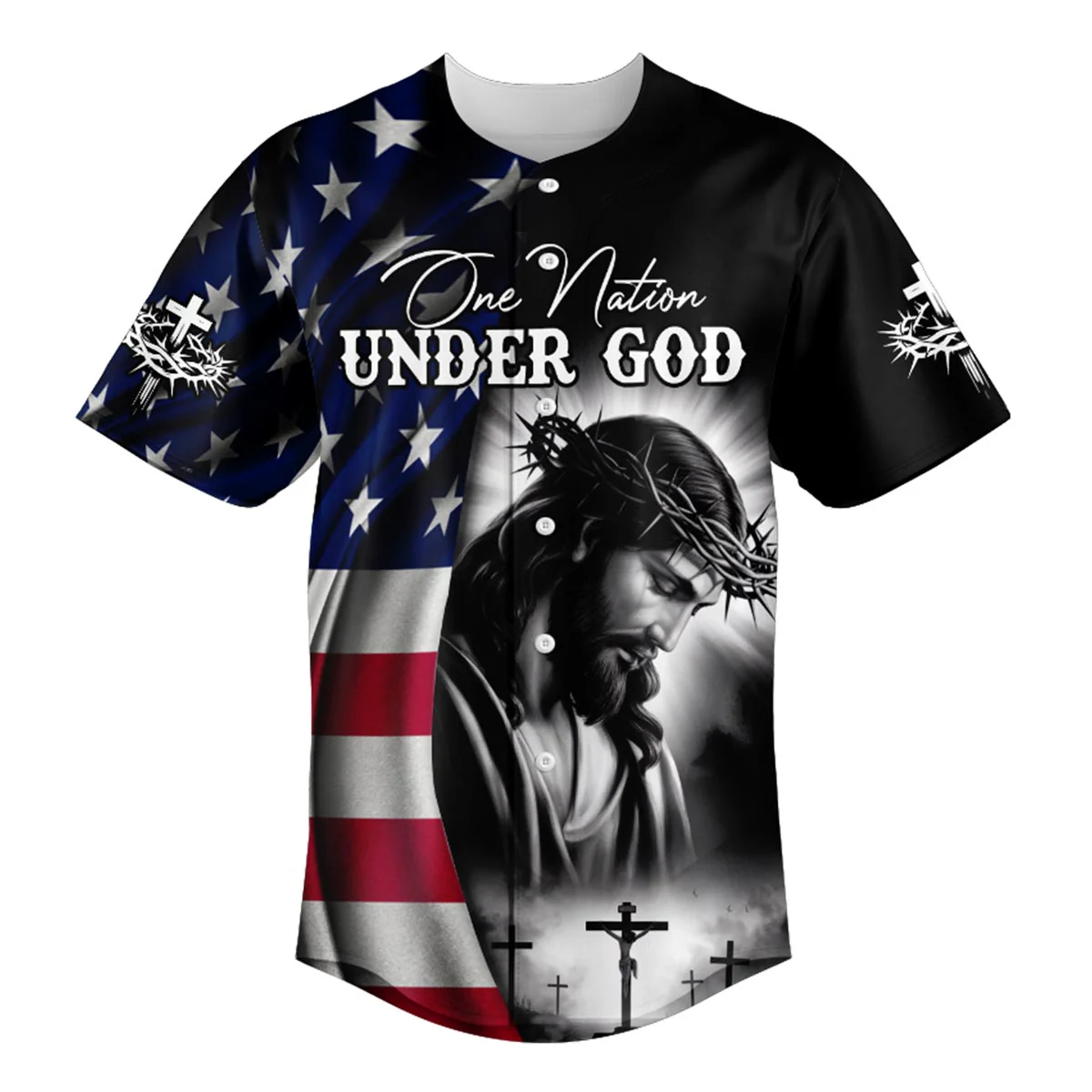One Nation Under God Baseball Jersey - Christant Gift For Him - Image 2