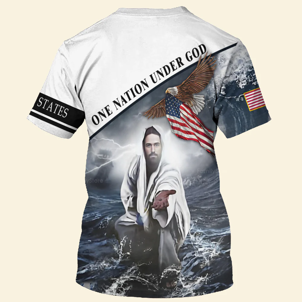 One Nation Under God Jesus Give His Hand T-shirt For Men And Women - Image 2