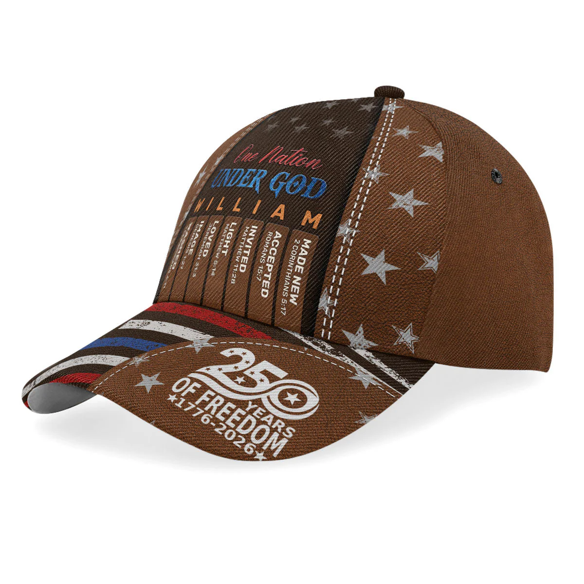 One Nation Under God - Personalized Classic Cap - 250 Years Of Independence Day Gift For Christian BA01 - Image 3