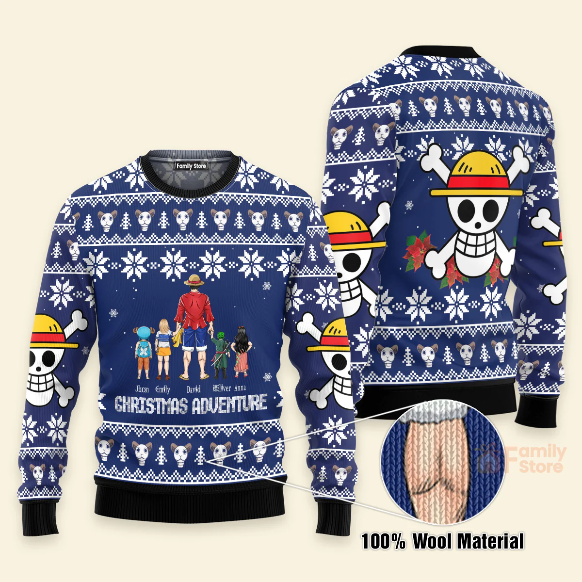 One Piece Family - Gift For Christmas - Personalized Ugly Sweatshirt - CL11 NH96 - Image 3