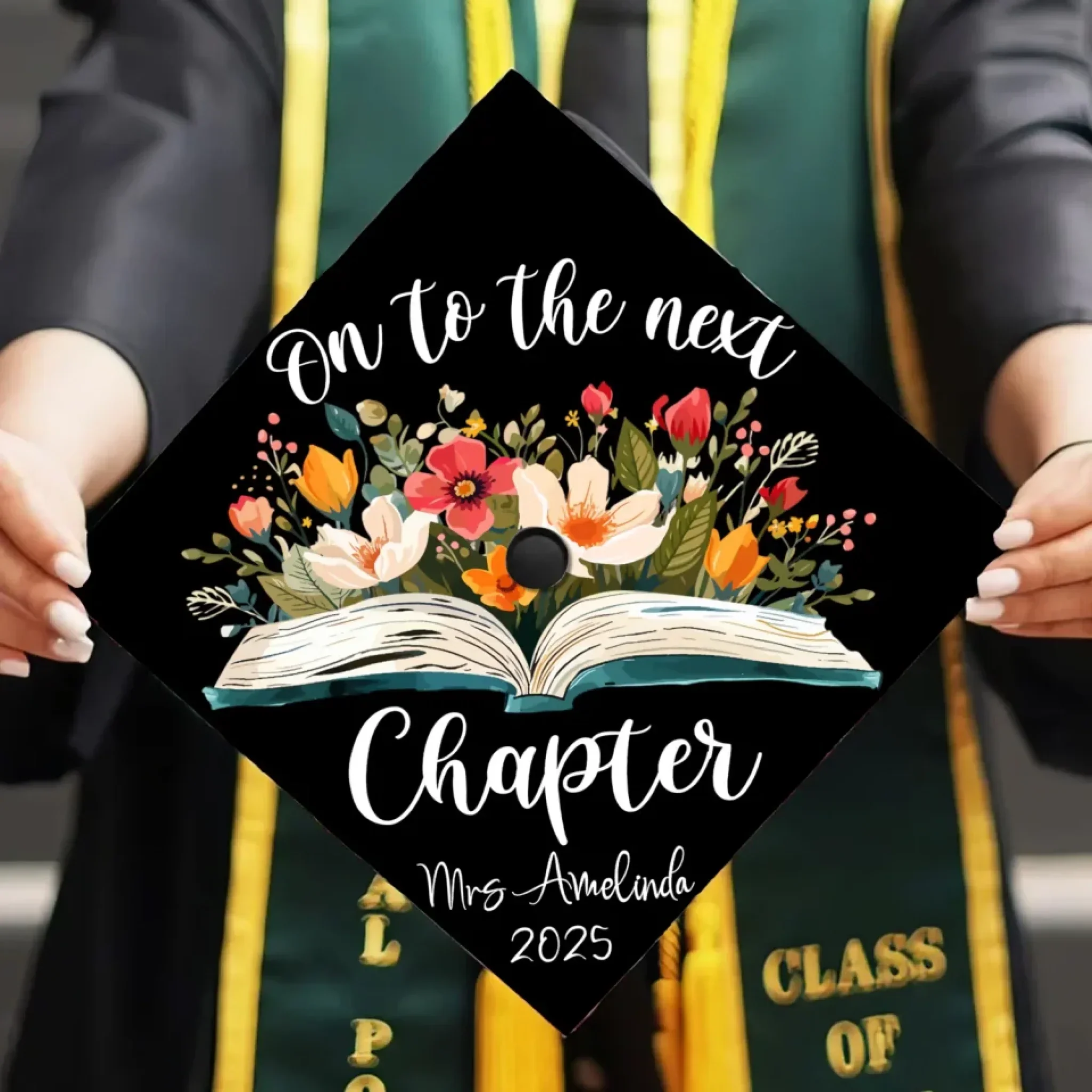 Onto The Next Chapter - Personalized Graduation Cap Topper | NA94 - Image 3