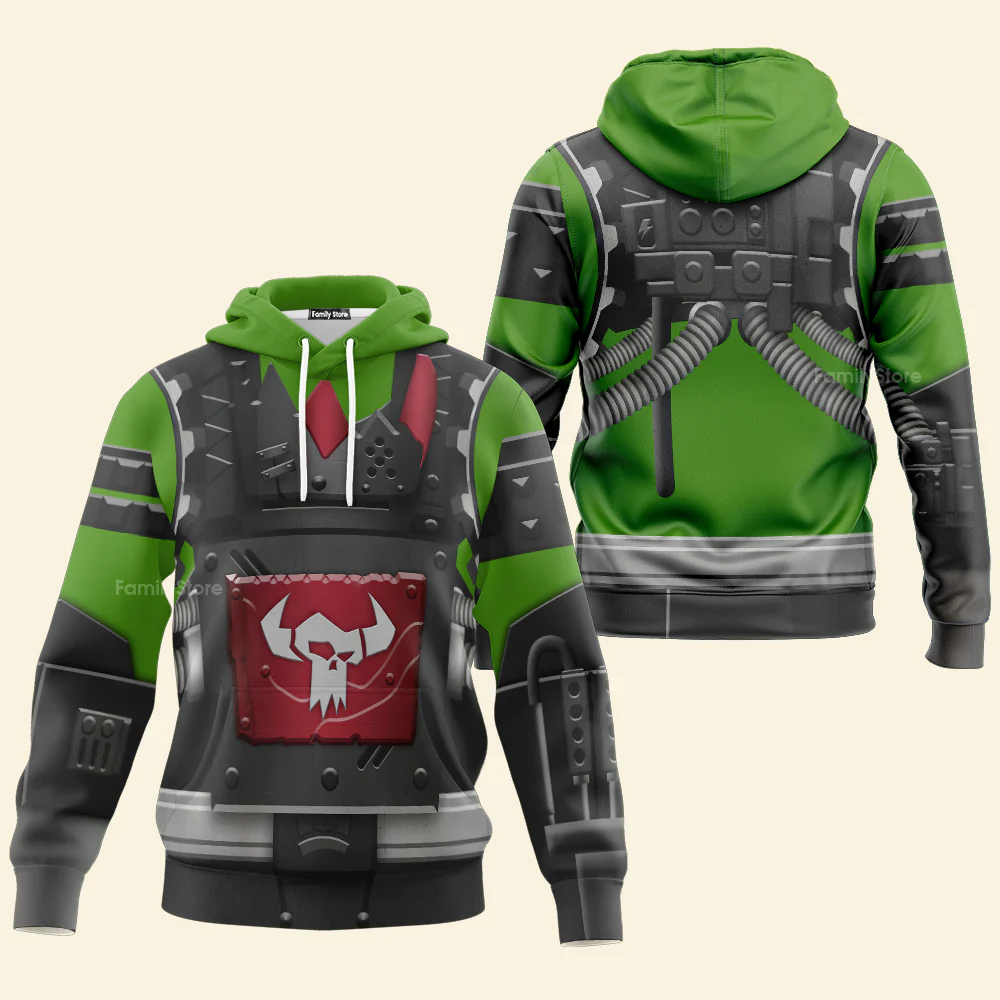 Ork Meganob with Shoota Mega Action - Costume Cosplay Hoodie Sweatshirt Sweatpants - Image 3