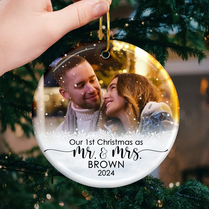 Our 1st Christmas As Mr & Mrs - Personalized Ceramic Ornament - Christmas Gift For Husband Wife, Anniversary, First Christmas NH96 - Image 2