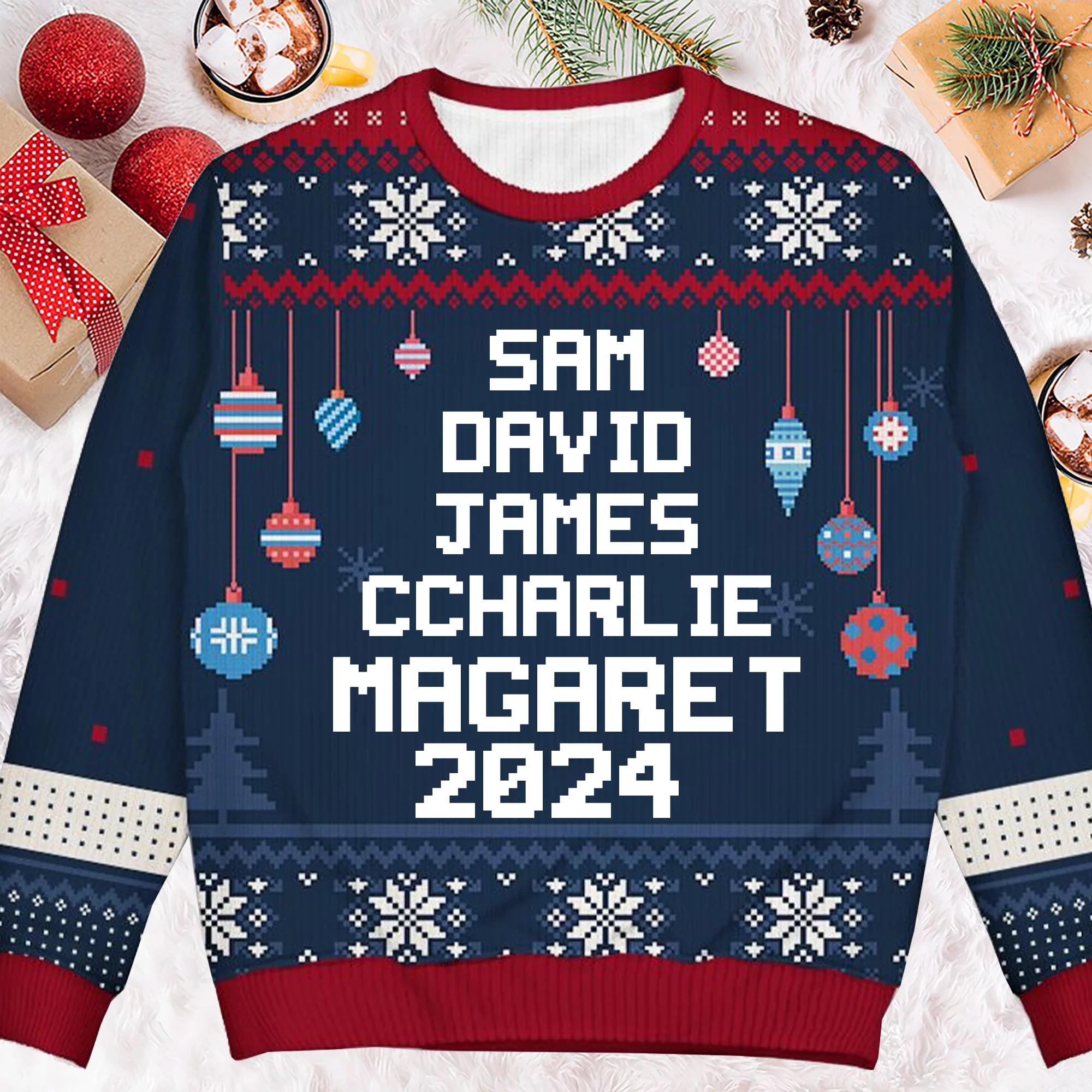 Our Family Christmas Tree 2024 - Gift For Family - Personalized Ugly Sweatshirt - NA94 - Image 2