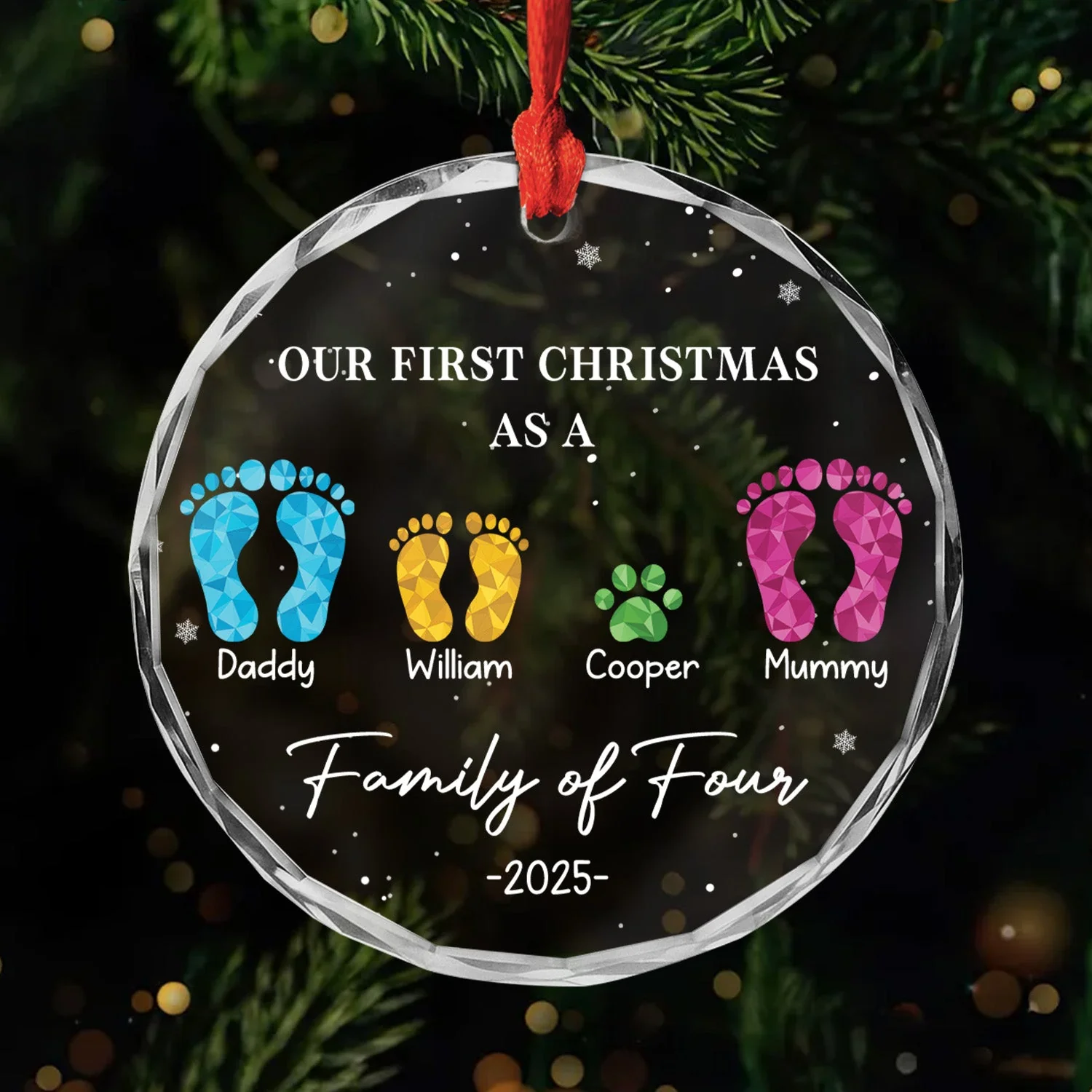 Our First Christmas As A Family Of Four - Personalized Glass Ornament - Christmas Gifts For Family NL122