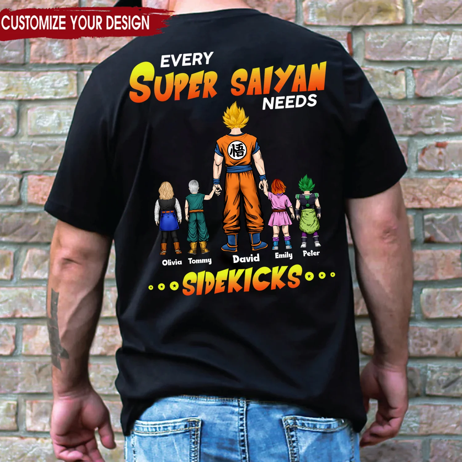 Dragon Ball Our Super Saiyan Dad And His Sidekicks - Gift For Dad, Father's Day - Personalized TShirt CL03 - Image 2
