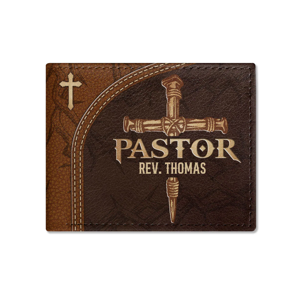 Pastor Man Of God - Personalized Leather Folded Wallet TD118 - Image 2