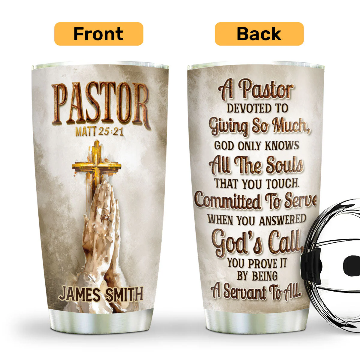 Pastor Matt 25:21 - Personalized Stainless Steel Tumbler TD118 - Image 2