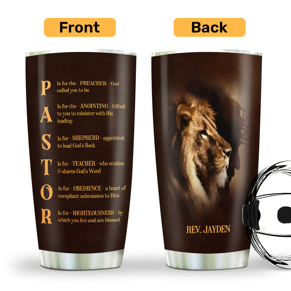 Pastor Preacher Anointing Shepherd Teacher Obedience Righteousness - Personalized Stainless Steel Tumbler - Image 3