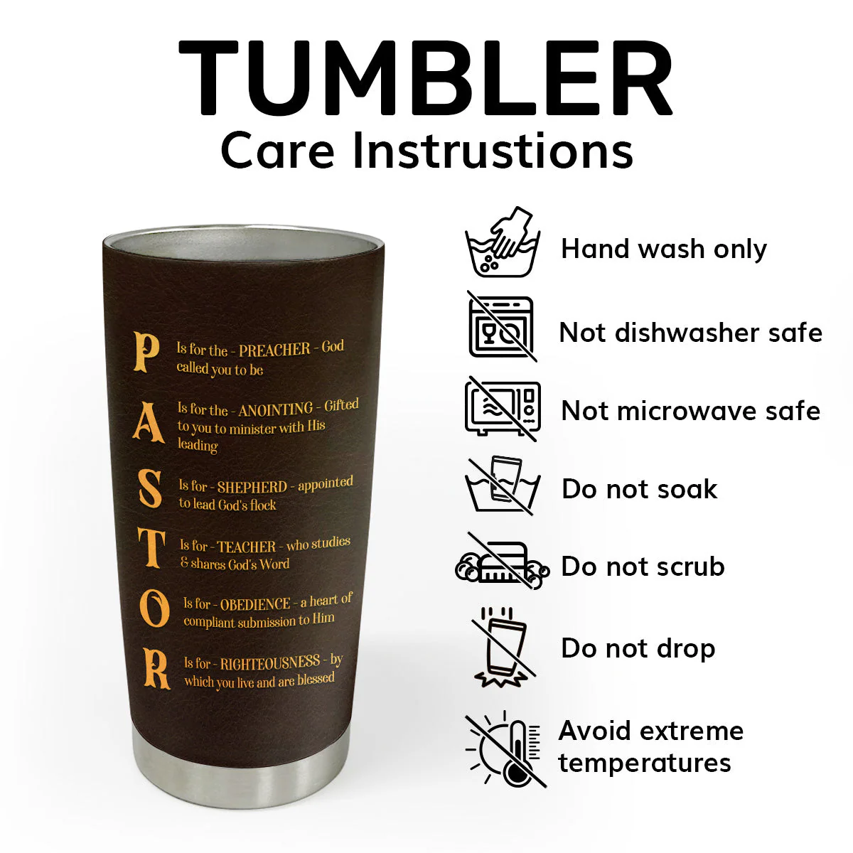 Pastor Preacher Anointing Shepherd Teacher Obedience Righteousness - Personalized Stainless Steel Tumbler - Image 4
