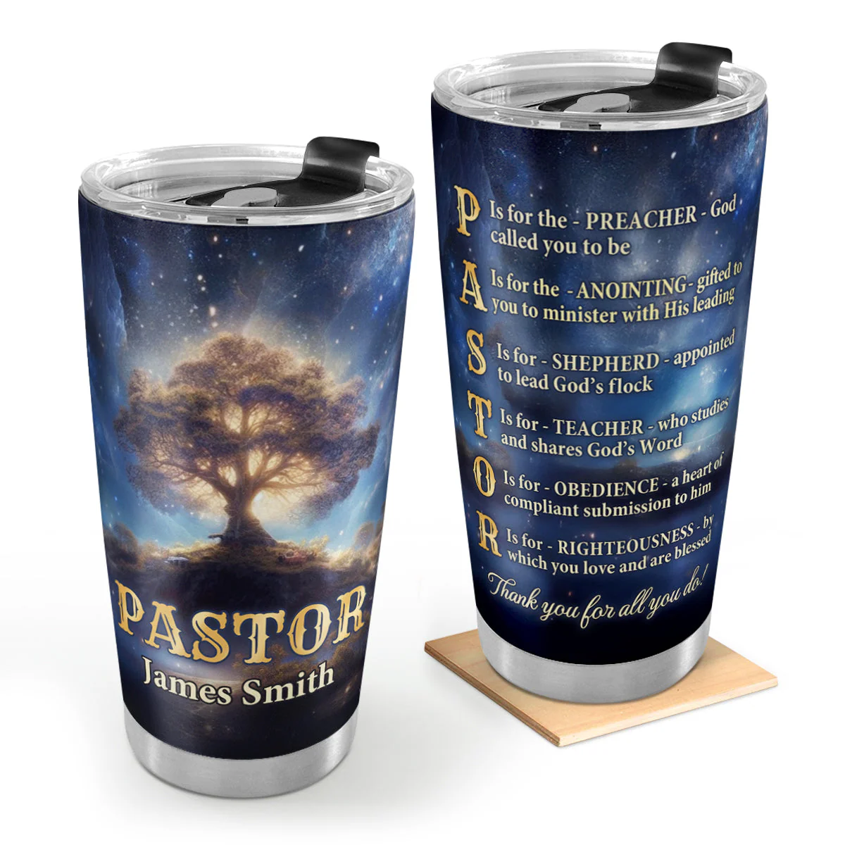 Pastor, Preacher, Teacher, Shepherd - Personalized Stainless Steel Tumbler TD118