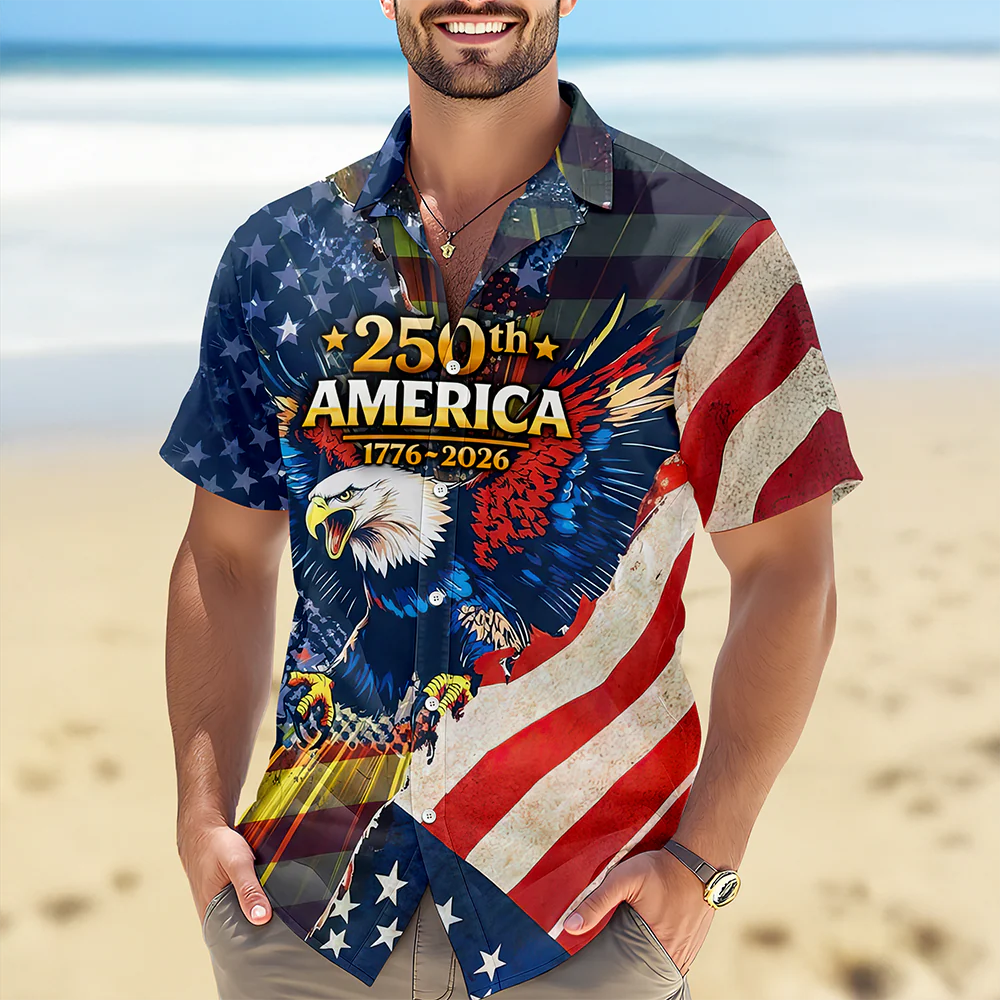 Patriotic 250th America 1776-2026 Eagle - Hawaiian Shirt - Gift for Dad, Husband, Grandpa HN02 - Image 6