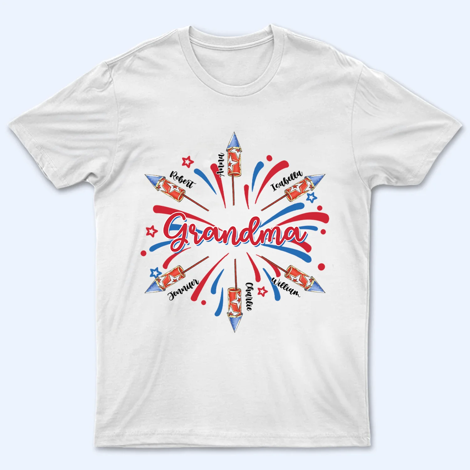 Patriotic 4th of July Grandma With Grandkids Names- Personalized T-shirt - Gift For Grandma, Mother's Day HN02 - Image 2