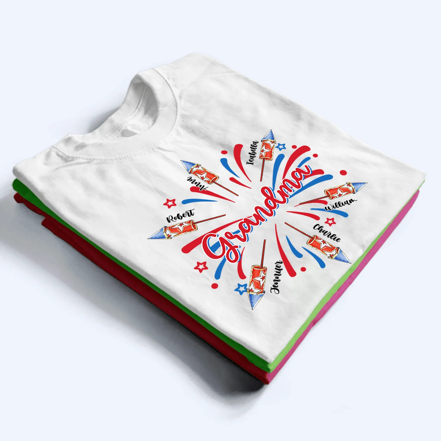 Patriotic 4th of July Grandma With Grandkids Names- Personalized T-shirt - Gift For Grandma, Mother's Day HN02 - Image 3