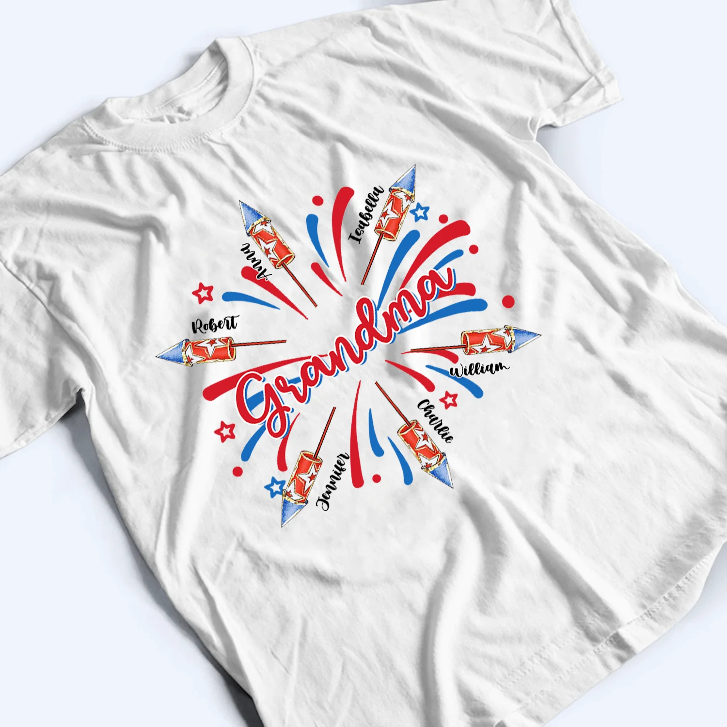 Patriotic 4th of July Grandma With Grandkids Names- Personalized T-shirt - Gift For Grandma, Mother's Day HN02 - Image 4