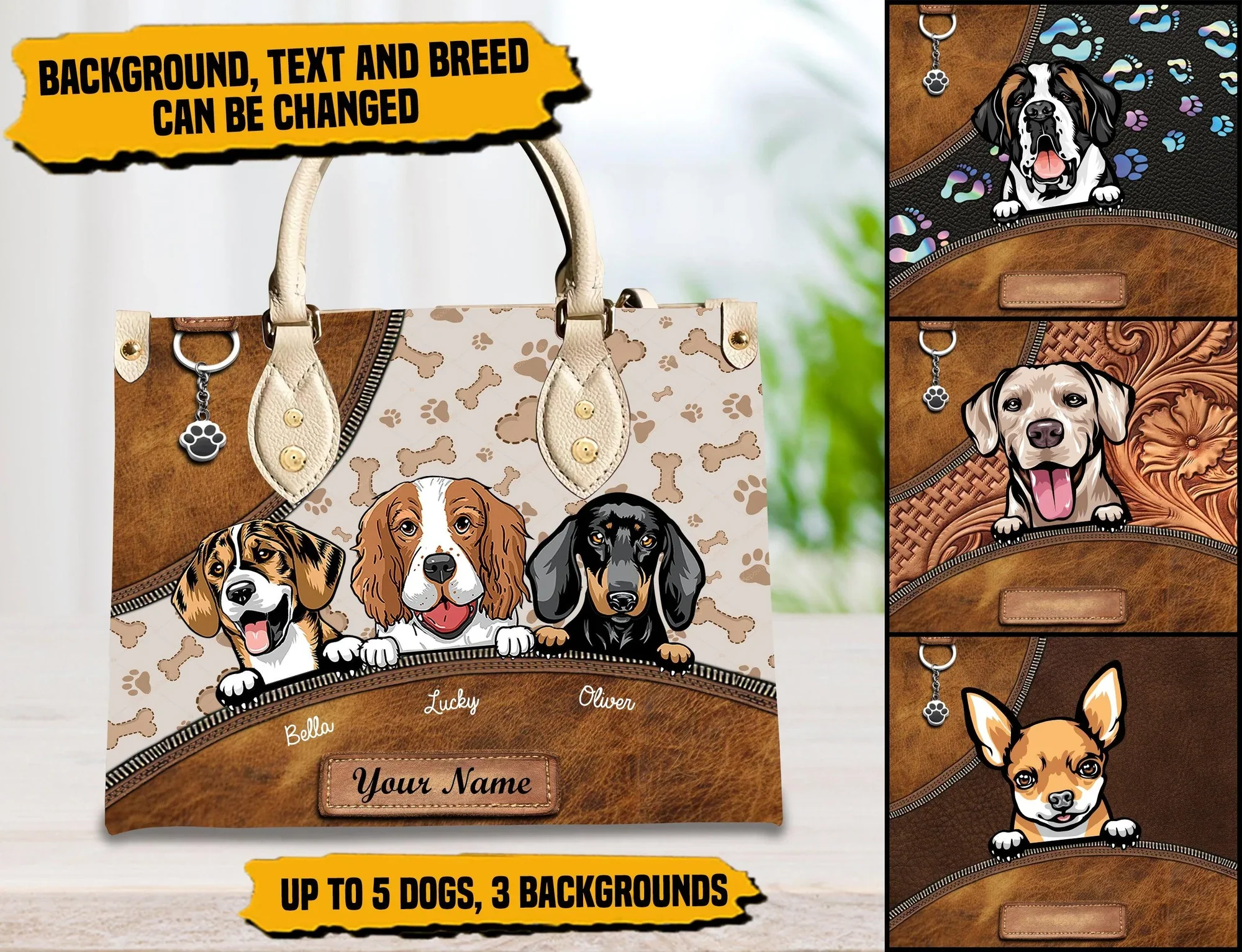 Paw And Bone - Personalized Leather Handbag - Gift for Dog Lovers, Dog Mom | CLP13 NH96