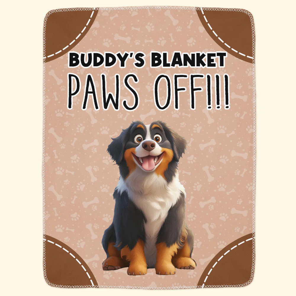 Paws Off Cartoon Dog - Personalized Blanket - Gift For Dog Lovers | CLP15 NA94 - Image 2