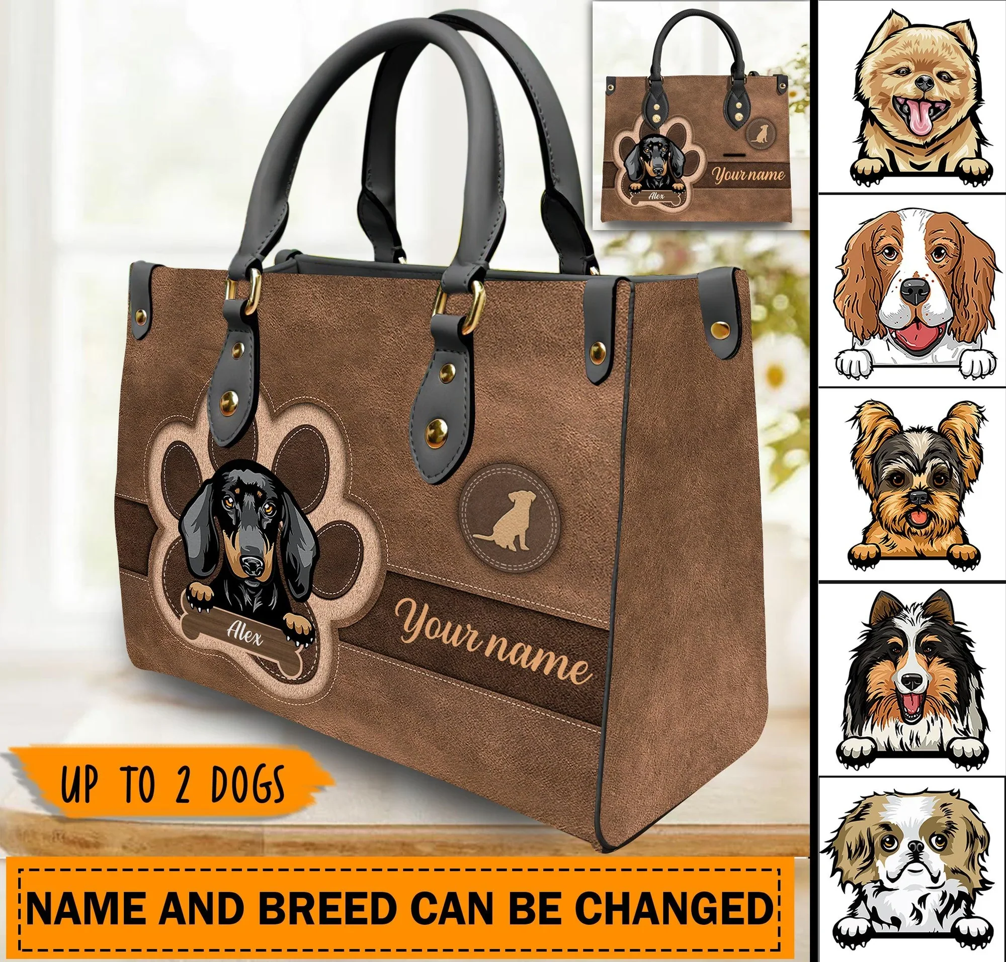 Pawsitively Loved - Personalized Leather Handbag - Gift for Dog Lovers, Dog Mom | CLP13 NH96 - Image 2