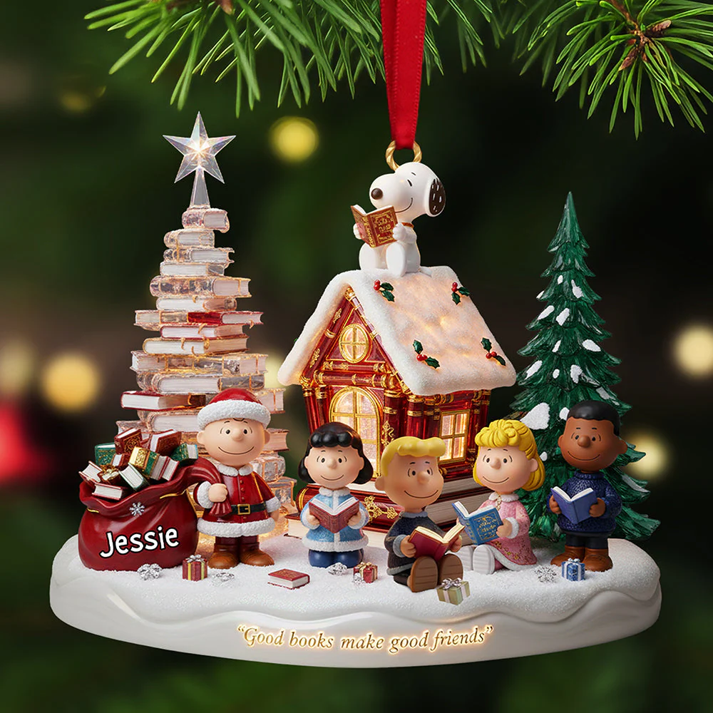 Peanu Good Books Make Good Friends - Personalized Acrylic Ornament - Christmas Gift For Book Lovers NL122