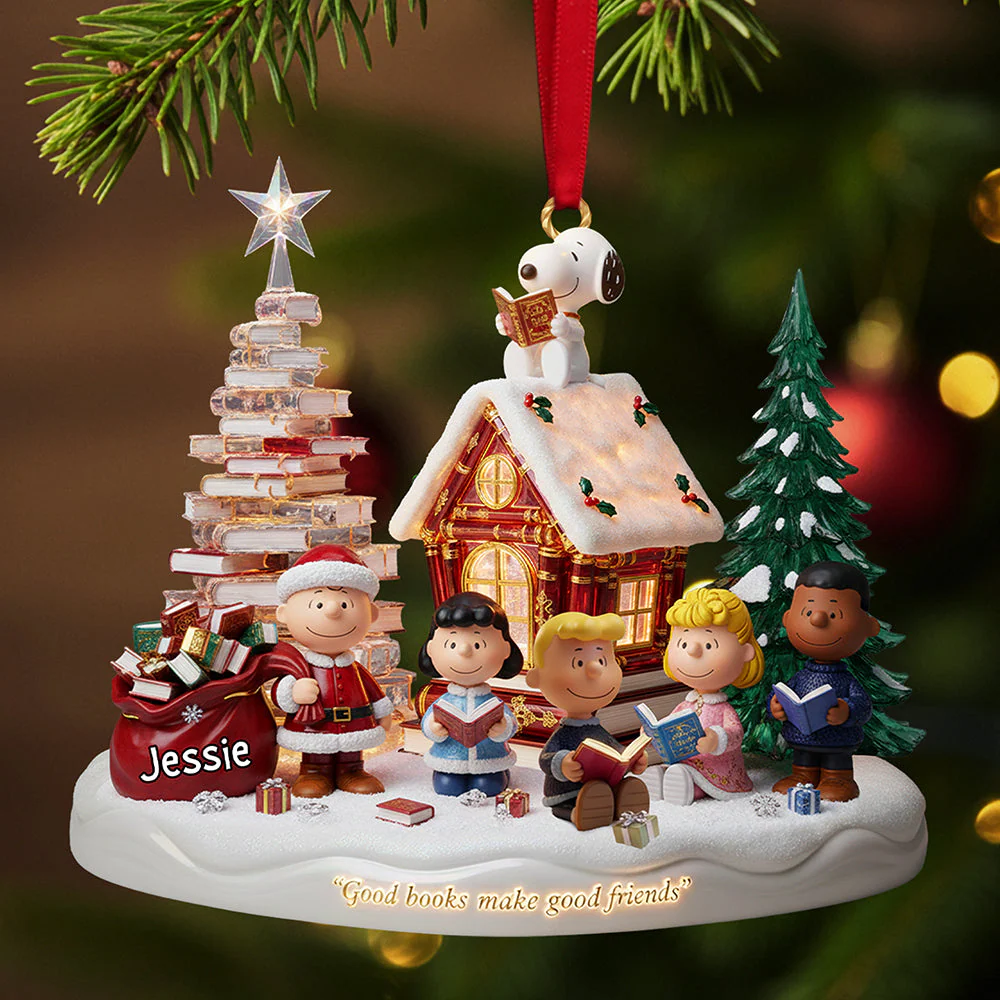 Peanu Good Books Make Good Friends - Personalized Acrylic Ornament - Christmas Gift For Book Lovers NL122 - Image 2