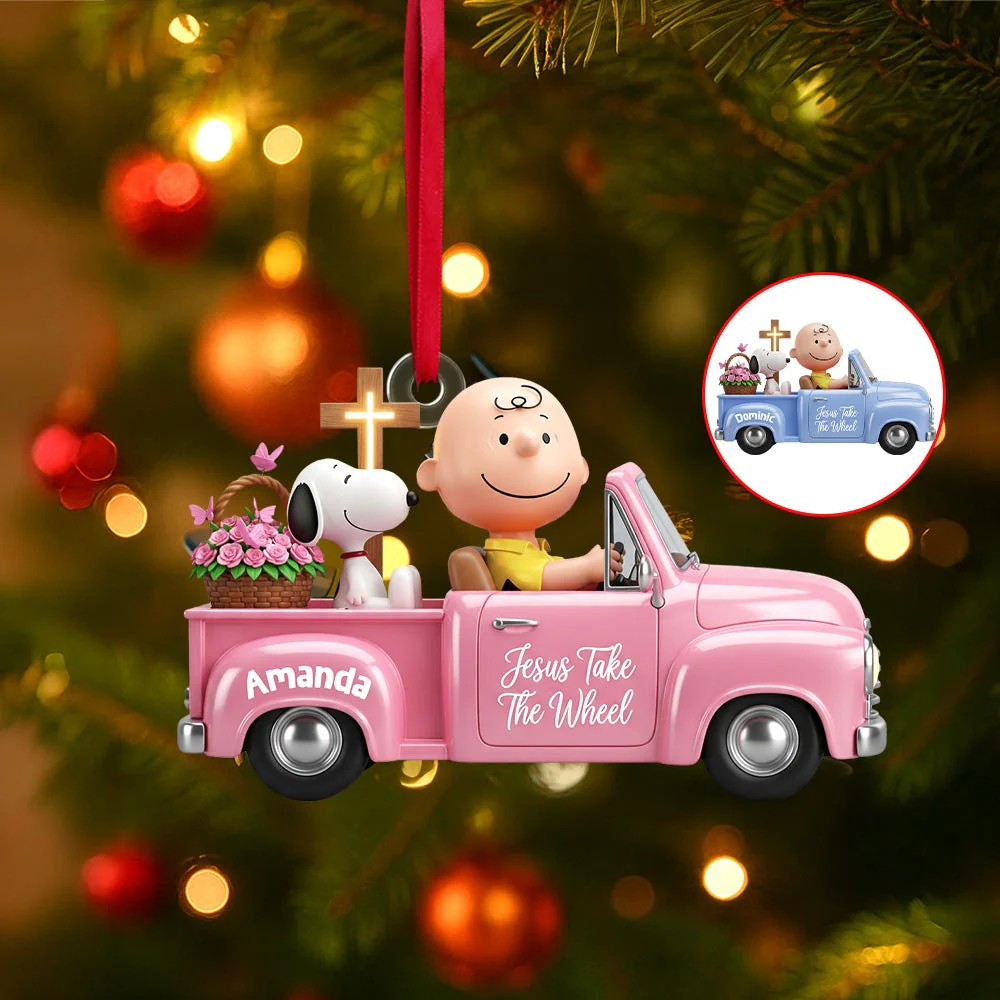Peanu Jesus Take The Wheel - Personalized Acrylic Ornament - Gift For Christians NL122 - Image 2