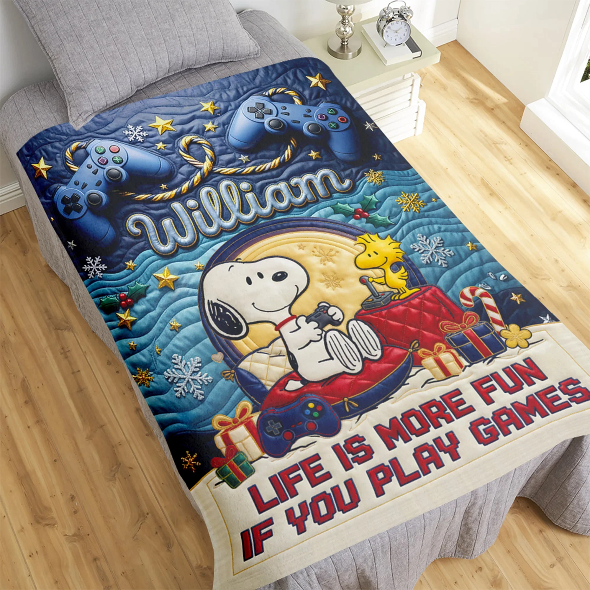 Peanu Life Is More Fun If You Play Games - Personalized Blanket - Gifts For Gamers NL122 - Image 3