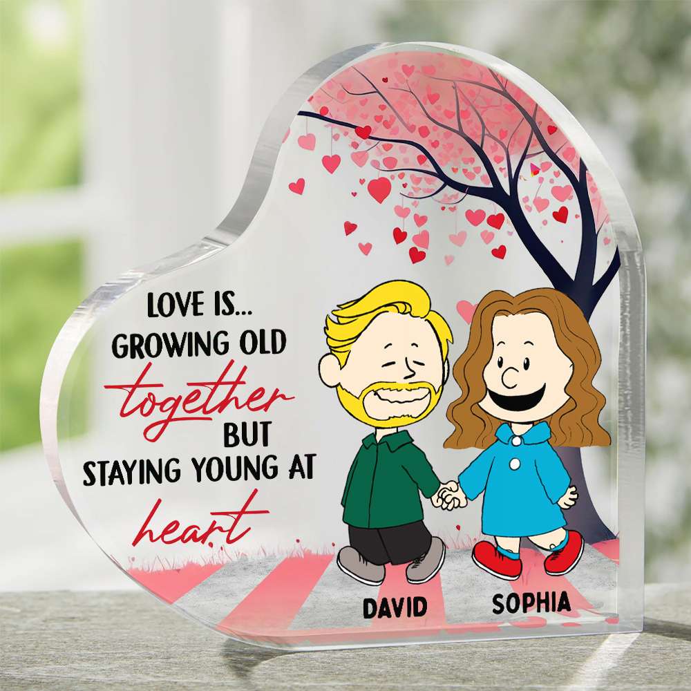 Peanu Love Is Growing Old Together But Staying Young At Heart - Personalized Custom Shaped Acrylic Plaque | CL43 NL122