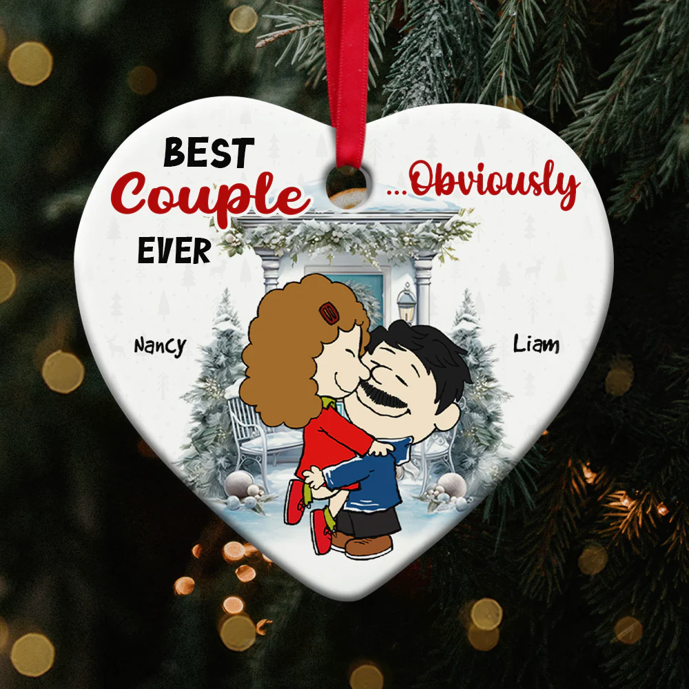 Peanut Christmas Best Couple Ever - Gift For Couples - Personalized Ceramic Ornament - GR8 - Image 2