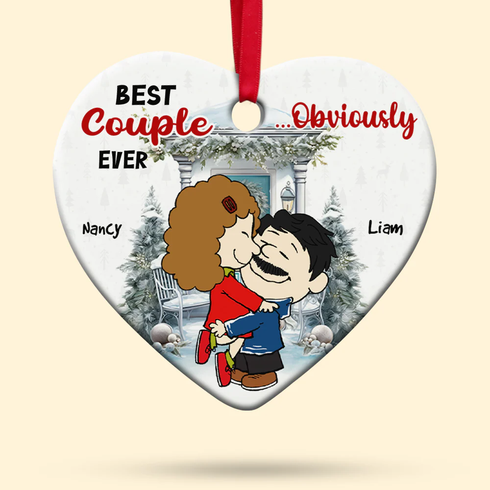 Peanut Christmas Best Couple Ever - Gift For Couples - Personalized Ceramic Ornament - GR8 - Image 3