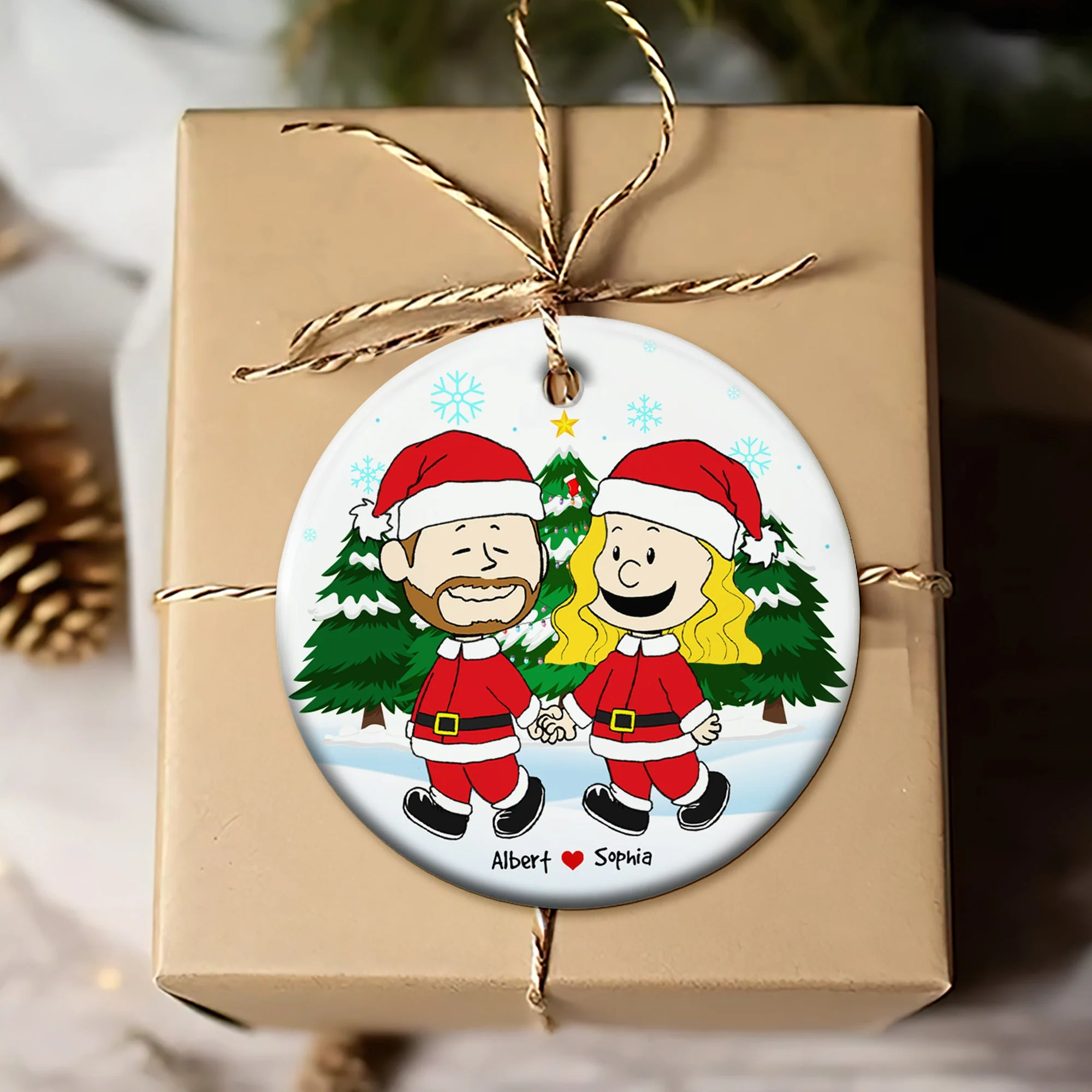 Peanut Christmas Couple - Gift For Couples - Personalized Ceramic Ornament - CL43 - Image 2