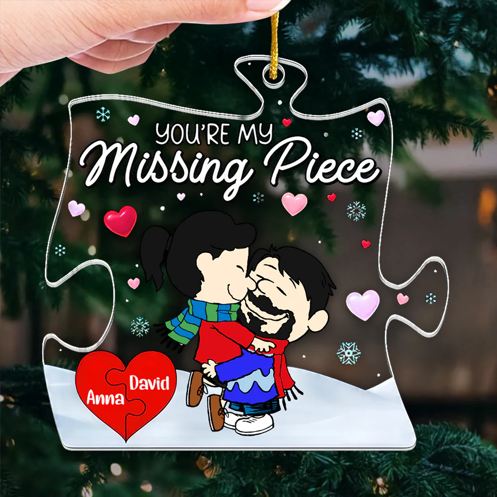 Peanut You Are My Missing Piece - Personalized Acrylic Ornament - Christmas Gift For Couples | GR8 NL122 - Image 3