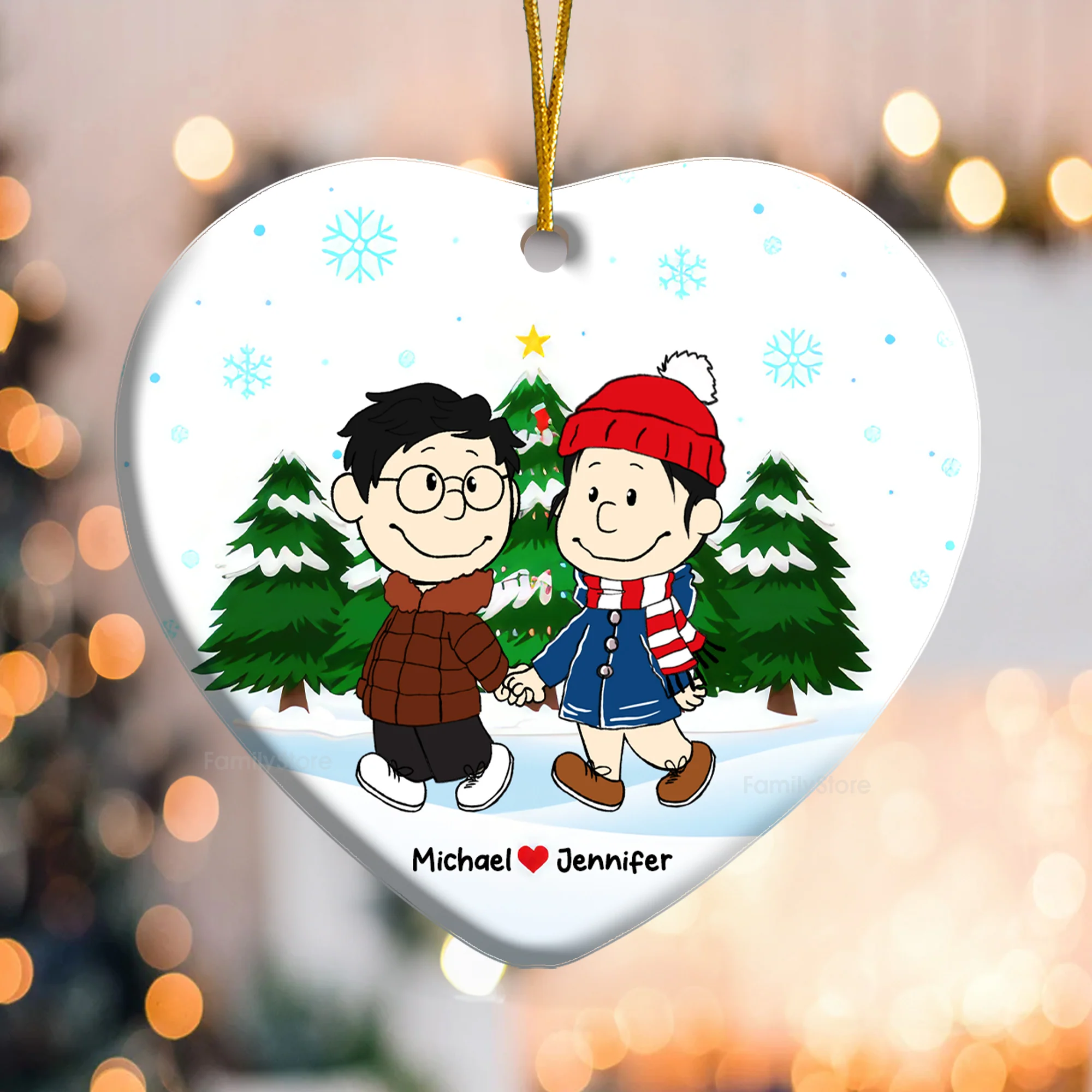 Peanut Christmas Couple - Personalized Ceramic Ornament - Gift For Couple, Husband Wife - CL43 NH96 - Image 3