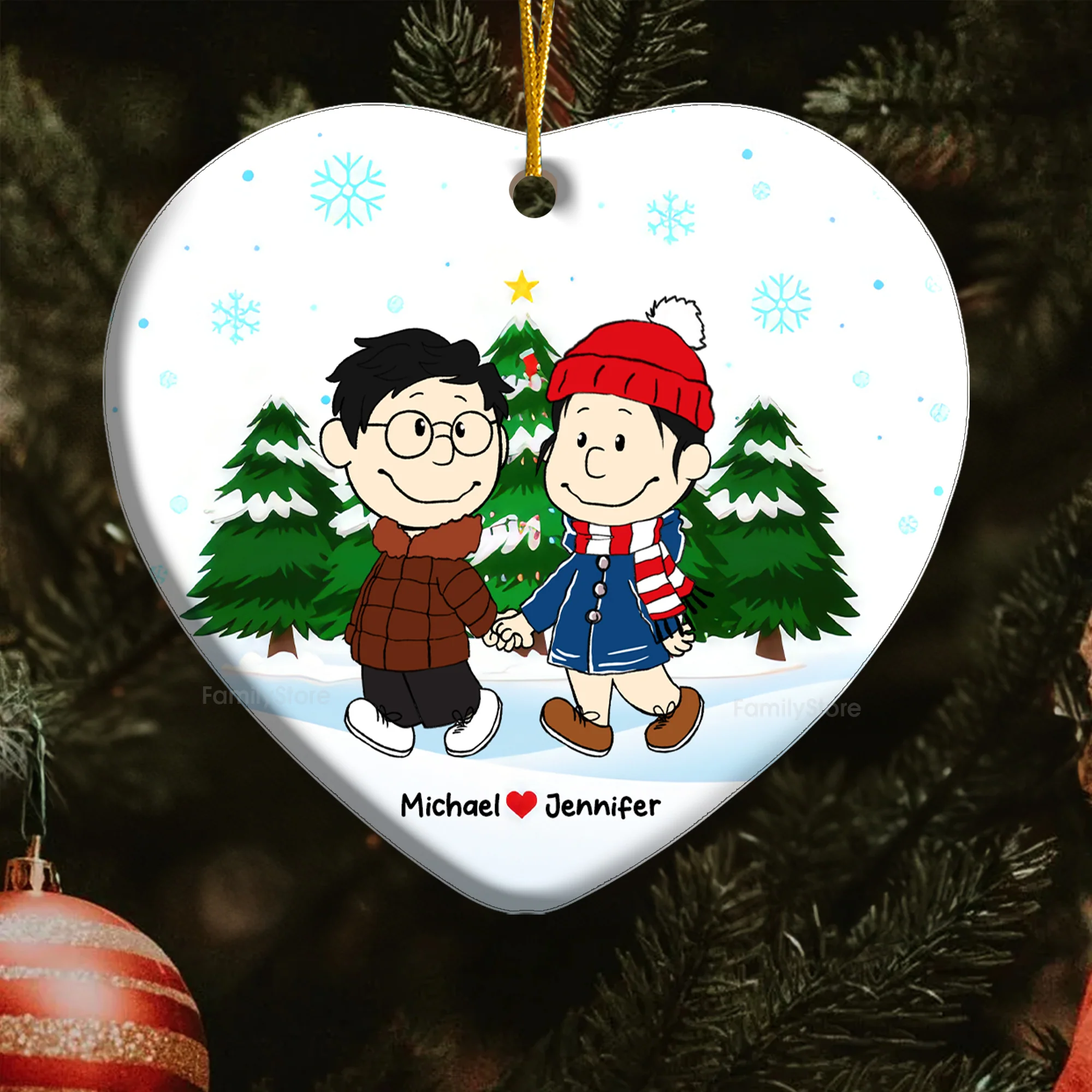 Peanut Christmas Couple - Personalized Ceramic Ornament - Gift For Couple, Husband Wife - CL43 NH96 - Image 5