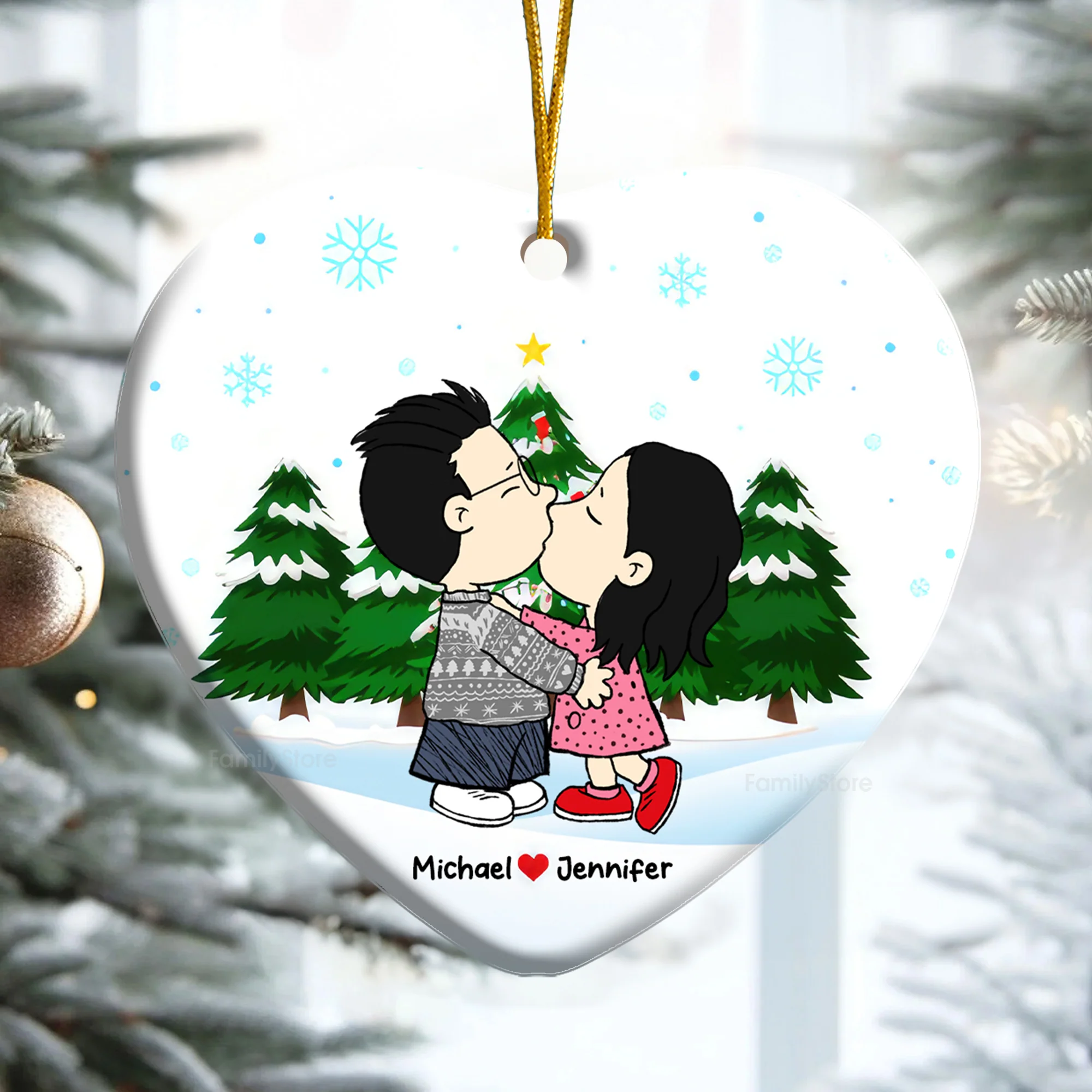 Peanut Christmas Couple  - Personalized Ceramic Ornament - Gift For Couple, Husband Wife - CL45 NH96 - Image 4