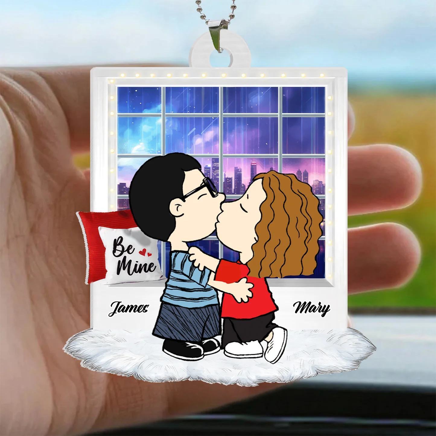 Peanut Couples On Window - Personalized Car Ornament - Gift For Couple, Husband Wife GR9 NH96 - Image 3