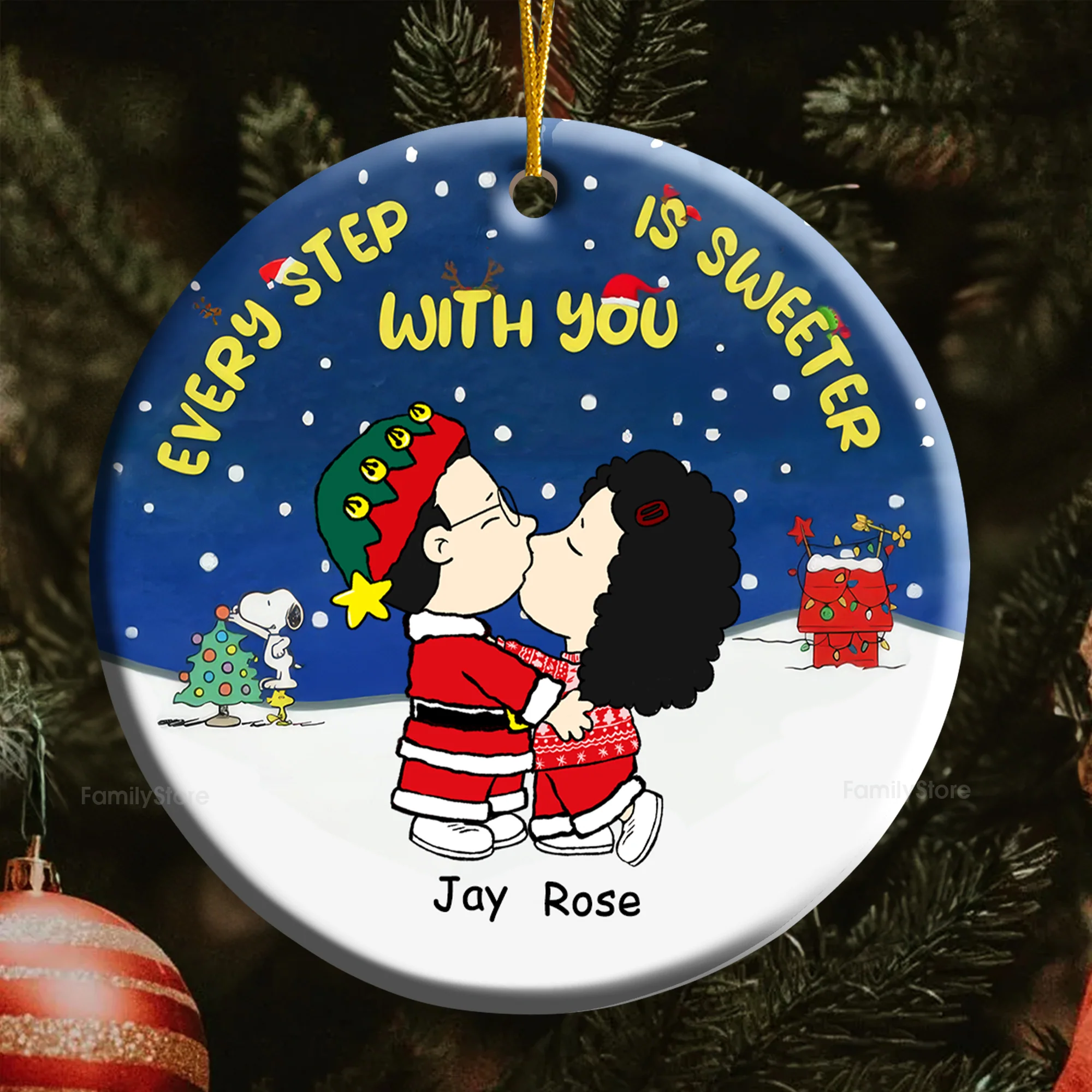 Peanut Every Step Is Sweeter With You - Personalized Ceramic Ornament - Gift For Couple, Husband Wife - CL45 NH96