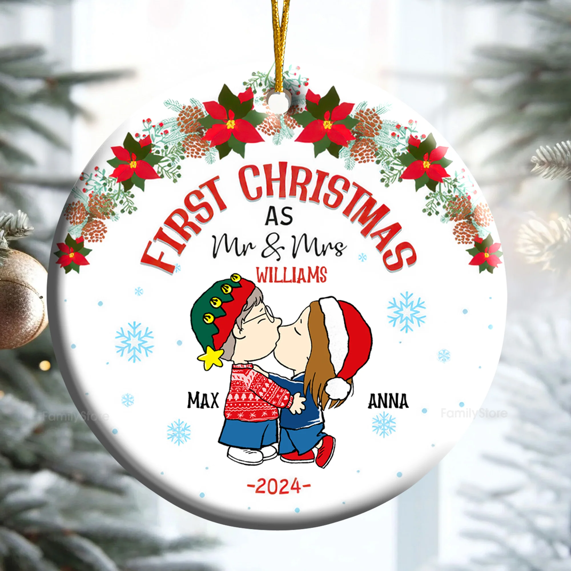 Peanut First Chrisimas As Mr & Mrs - Gift For Couples - Personalized Ceramic Ornament - CL45 NH96 - Image 3