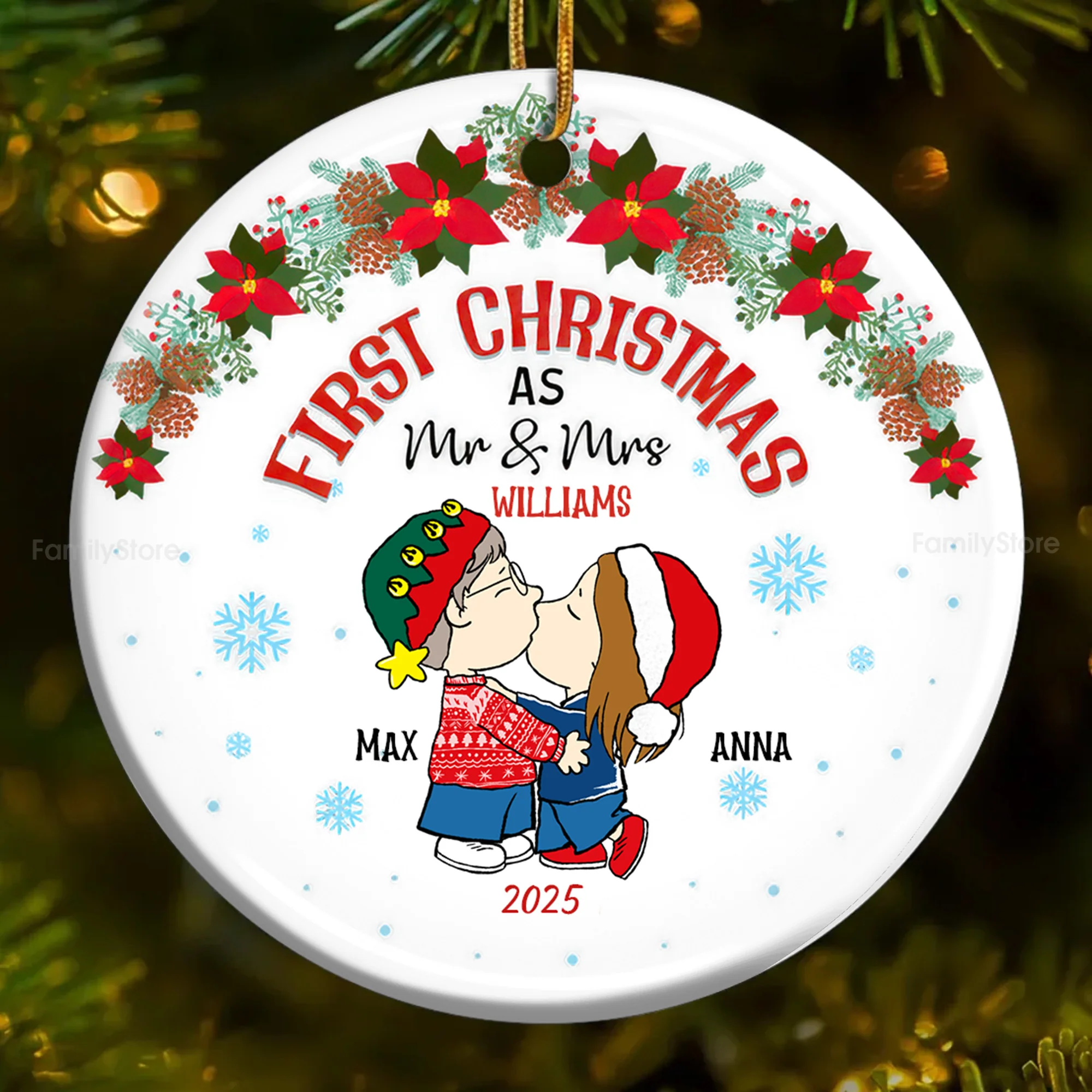 Peanut First Chrisimas As Mr & Mrs - Gift For Couples - Personalized Ceramic Ornament - CL45 NH96 - Image 4