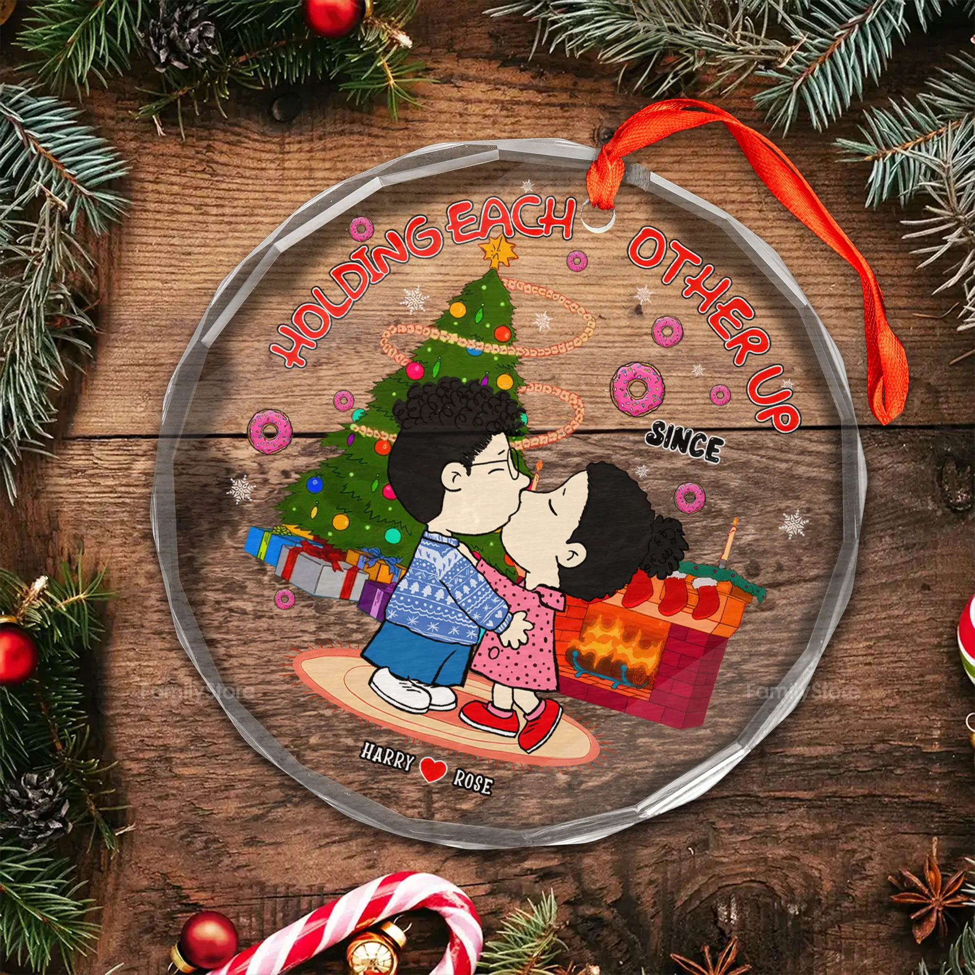Peanut Holding Each Other Up - Gift For Couples - Personalized Glass Ornament - CL45 NH96 - Image 3