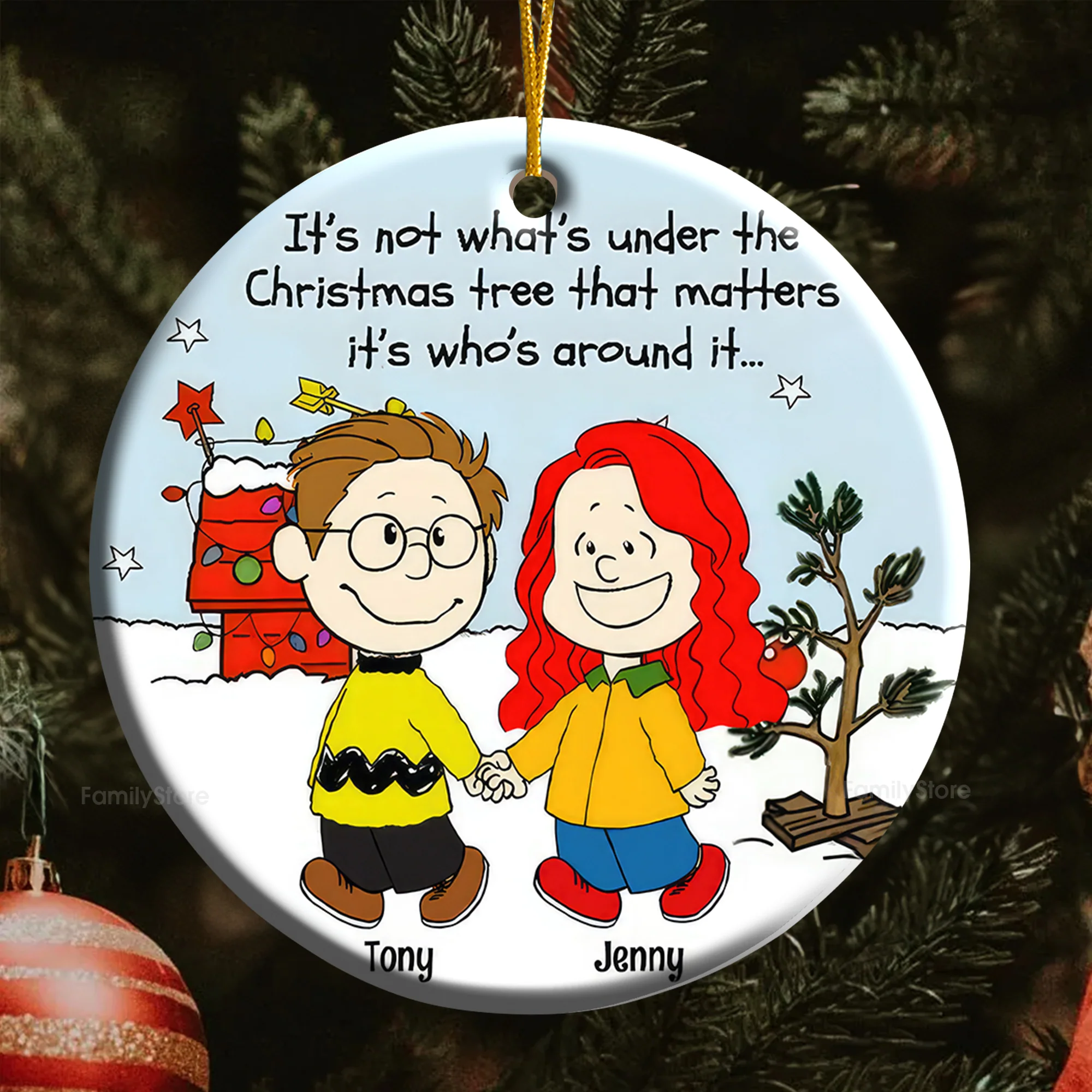 Penu It's Not What's Under The Christmas Tree - Personalized Ceramic Ornament - Gift For Couple, Husband Wife - CL43 NH96