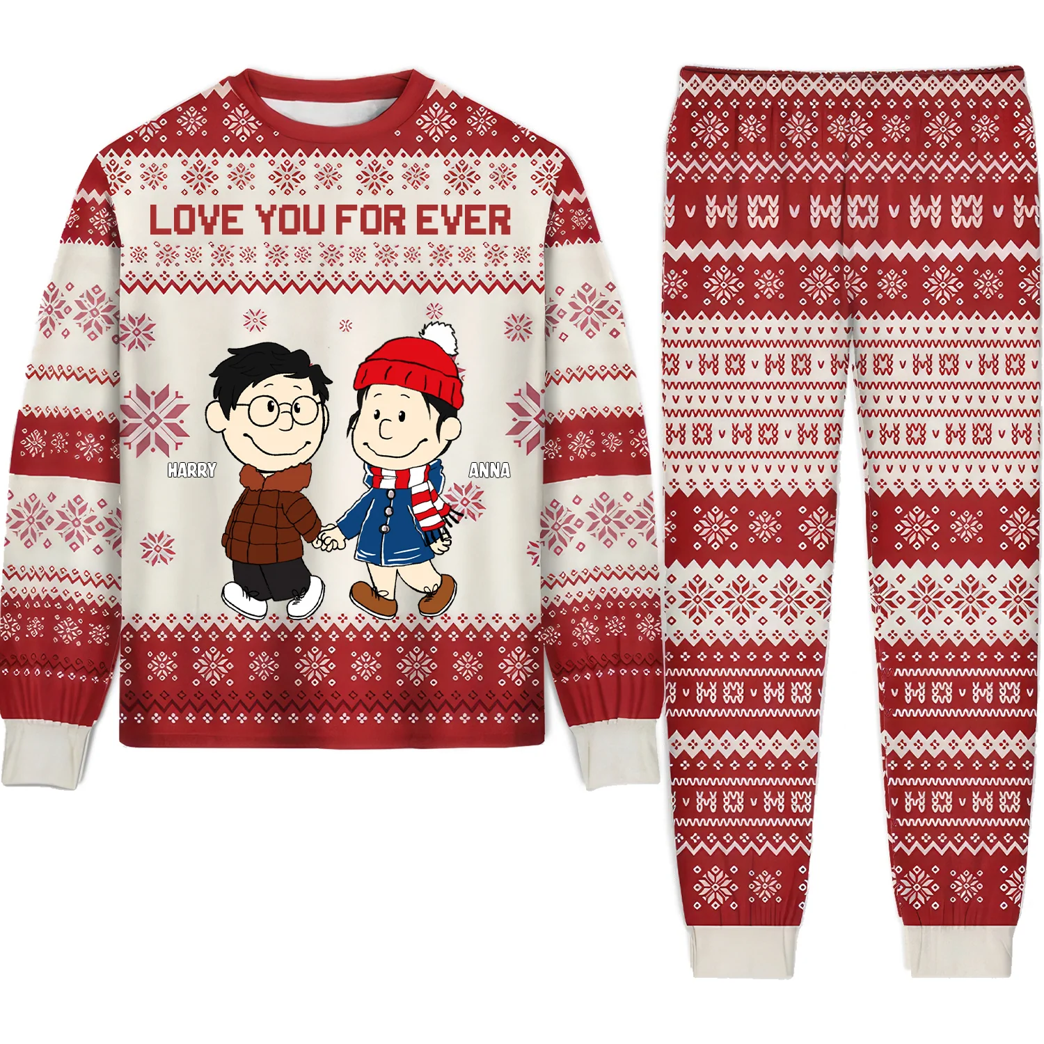 Peanut Merry Christmas - Personalized Unisex Pajamas Set - Gift For Couple, Husband Wife, Anniversary - CL43 NA94