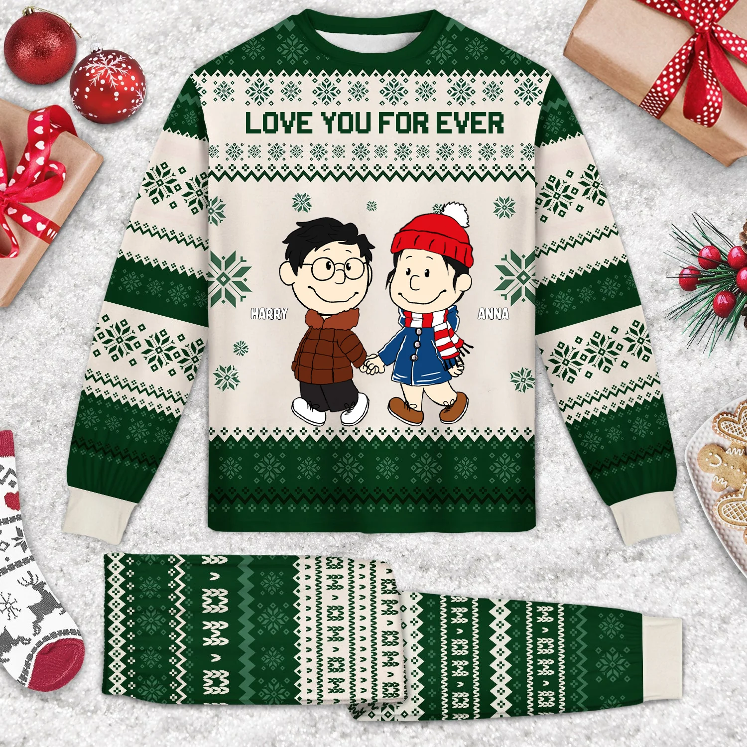 Peanut Merry Christmas - Personalized Unisex Pajamas Set - Gift For Couple, Husband Wife, Anniversary - CL43 NA94 - Image 2