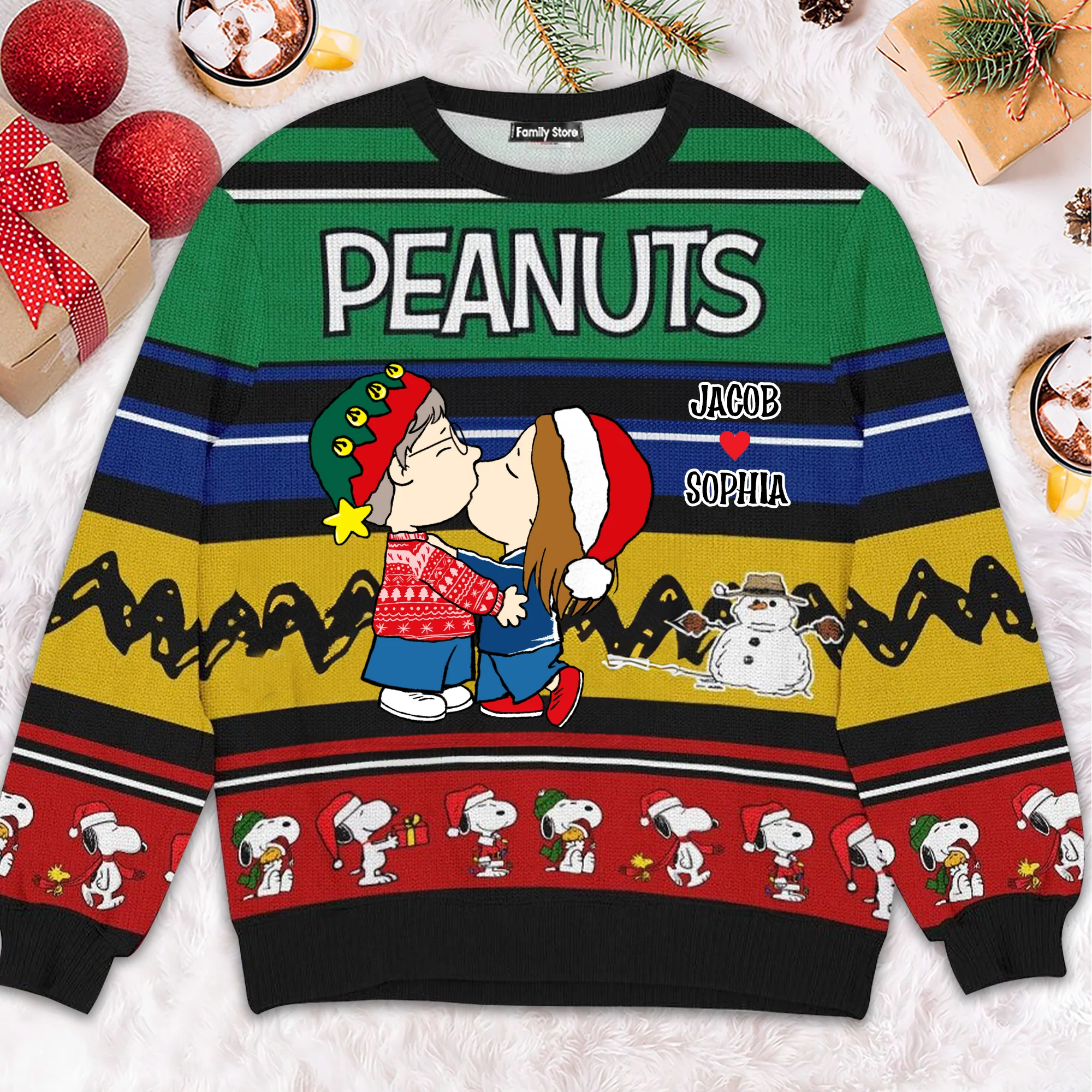 Peanut Snoopopy Always Be Together - Personalized Ugly Sweatshirt - Gift For Couple, Husband Wife, Anniversary CL45 NH96