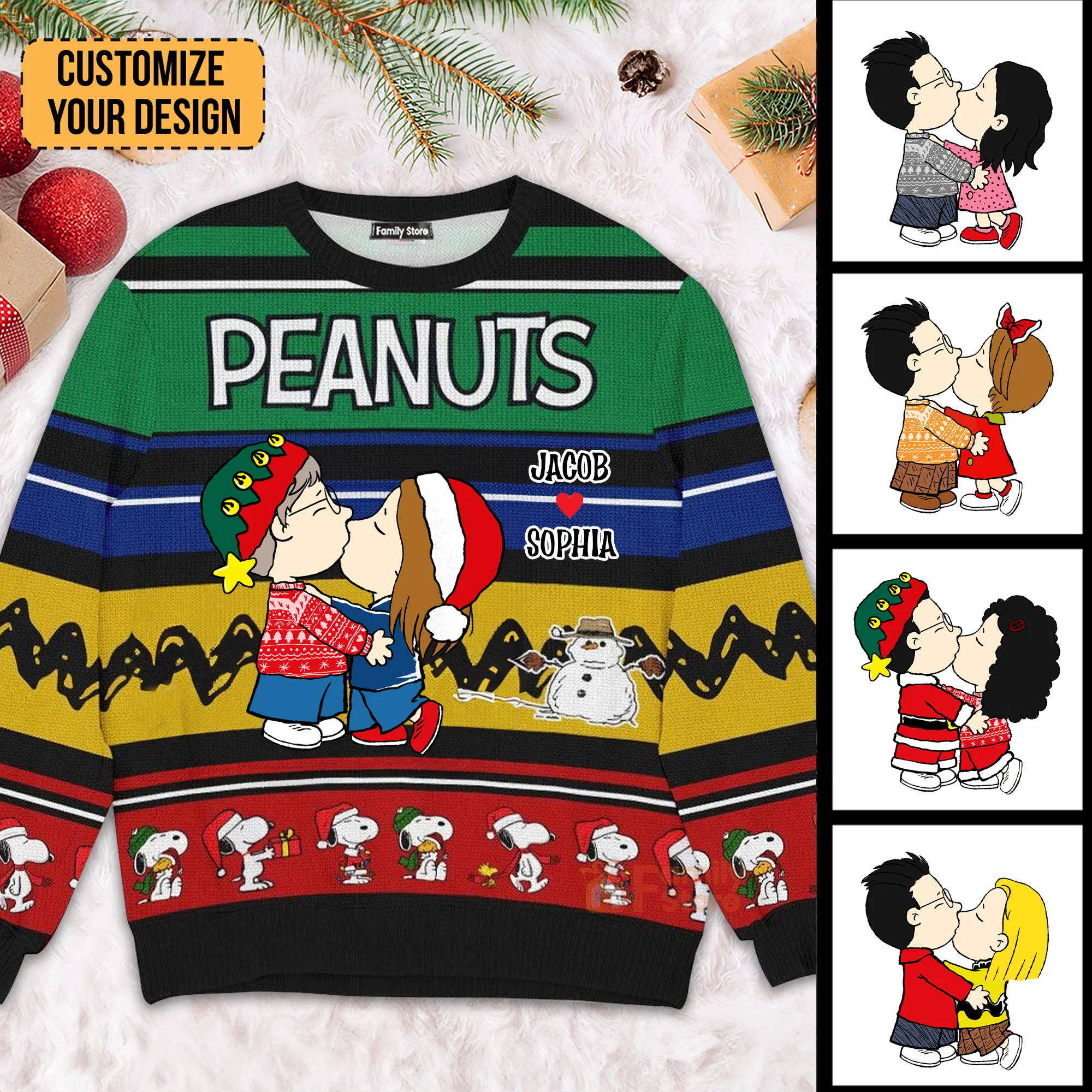 Peanut Snoopopy Always Be Together - Personalized Ugly Sweatshirt - Gift For Couple, Husband Wife, Anniversary CL45 NH96 - Image 2