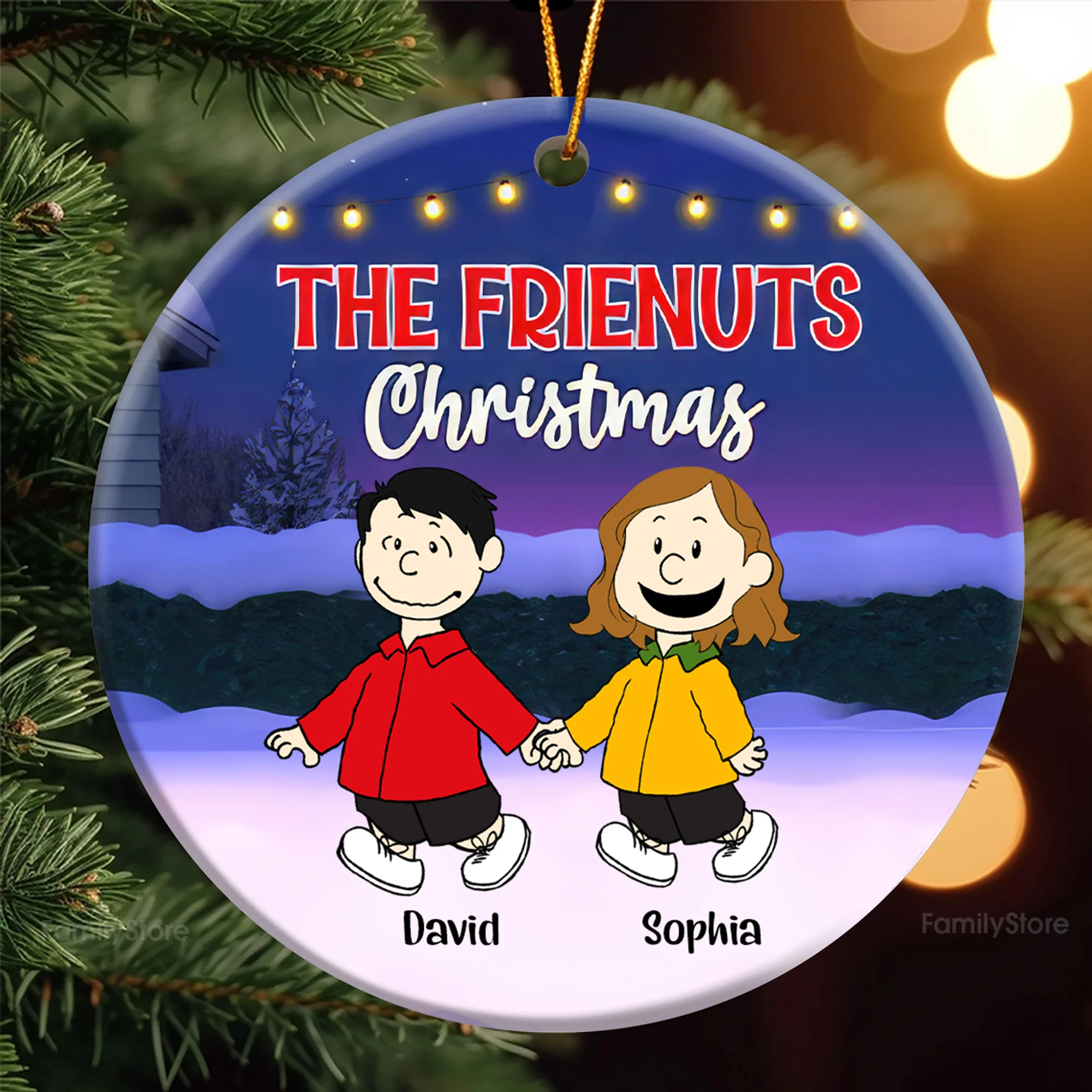 Peanuts The Besties Friend Christmas - Personalized Ceramic Ornament | CL48 PT