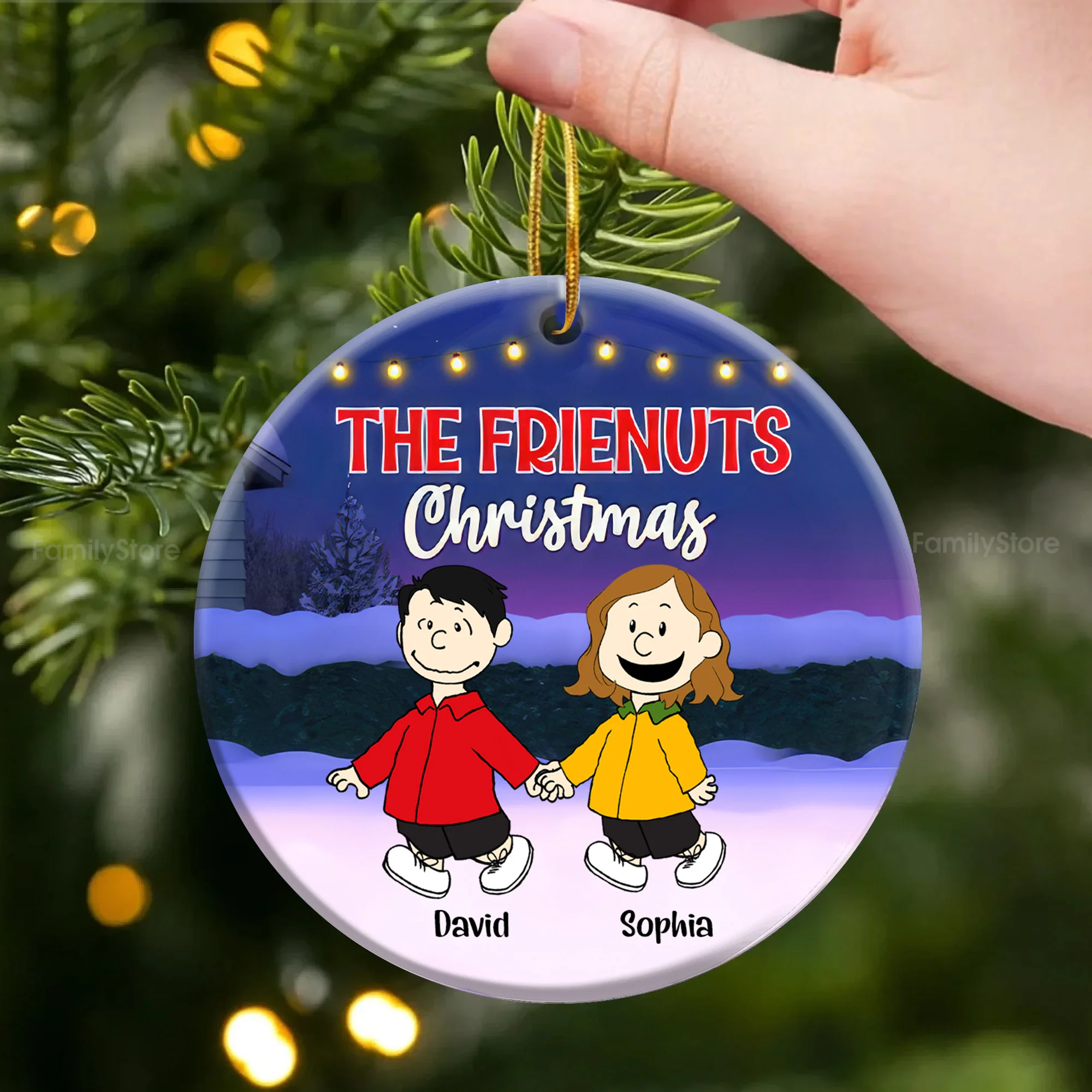 Peanuts The Besties Friend Christmas - Personalized Ceramic Ornament | CL48 PT - Image 4